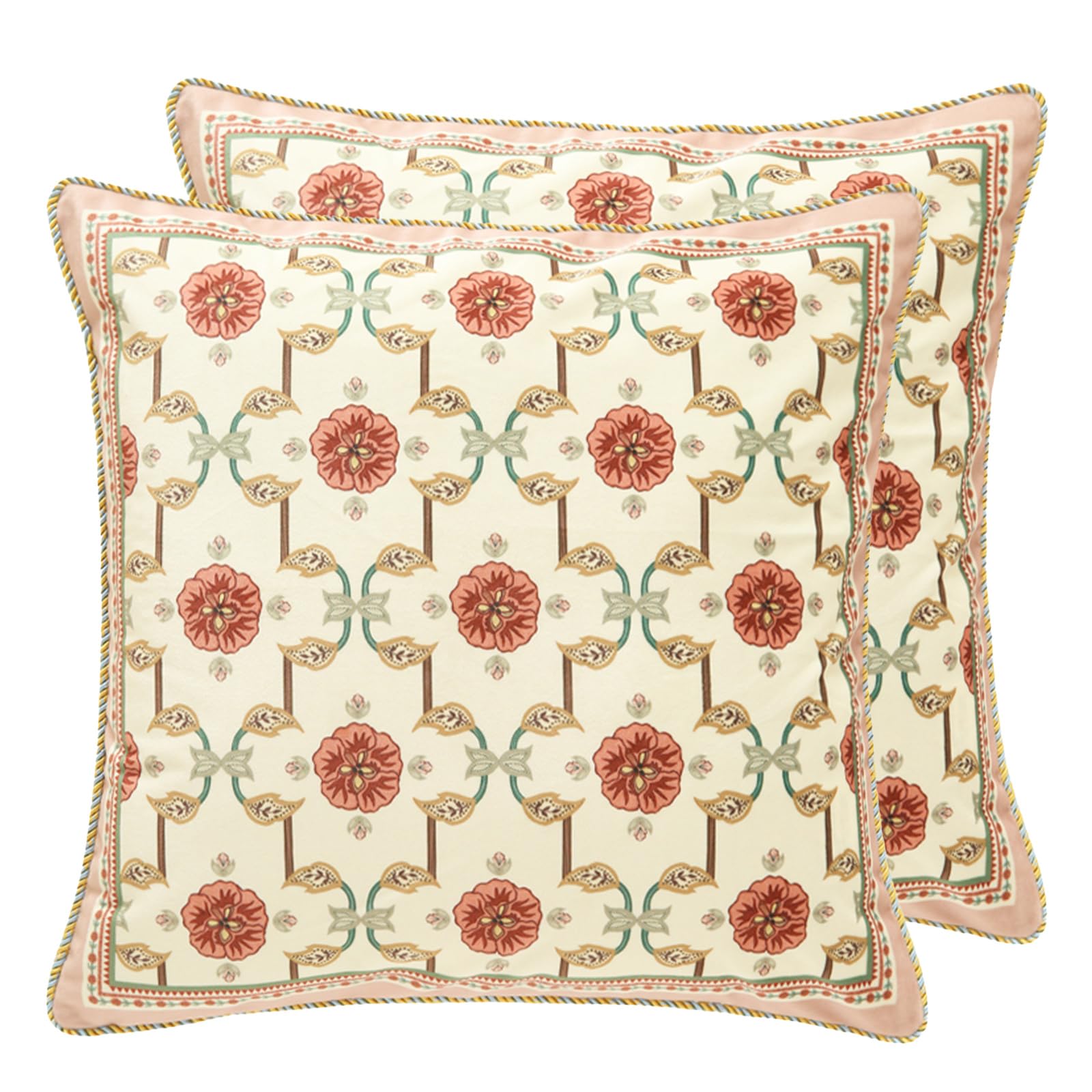 patdrea Velvet Euro Sham Decorative Throw Pillow Covers Set Soft Durable Cushion Cases Pillowcase for Couch Bedroom Car (2 Pack Pink Floral)