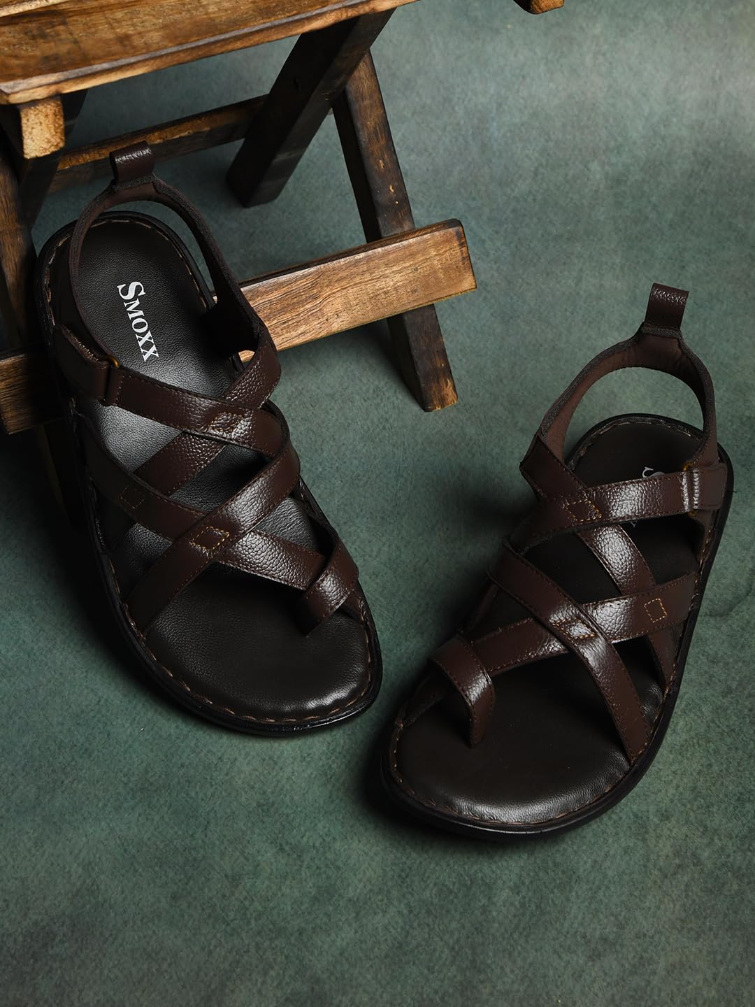 SMOXX Genuine Leather Slippers | Sandals for Men | Latest Fashionable Lightweight | Comfortable | Cushioned Insole | Slip Resisdent | For Daily And Formal & Casual Wear (Brown, 7) 4