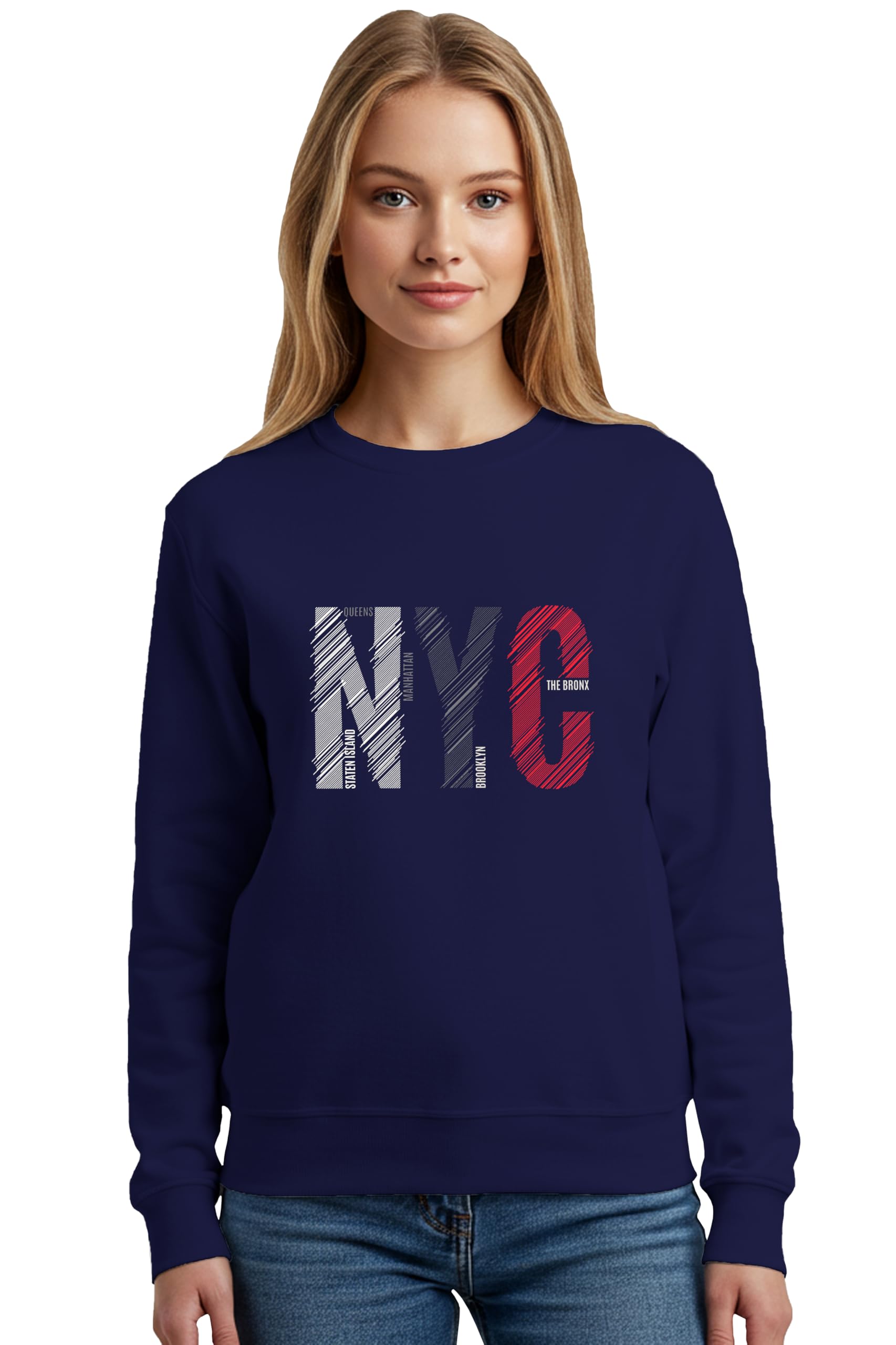 buy that trendz Winter Sweatshirt for Women NYC Graphic Printed Round Neck Regular Fit Cotton Blend Gen Z Casual Sweatshirt-picture-49
