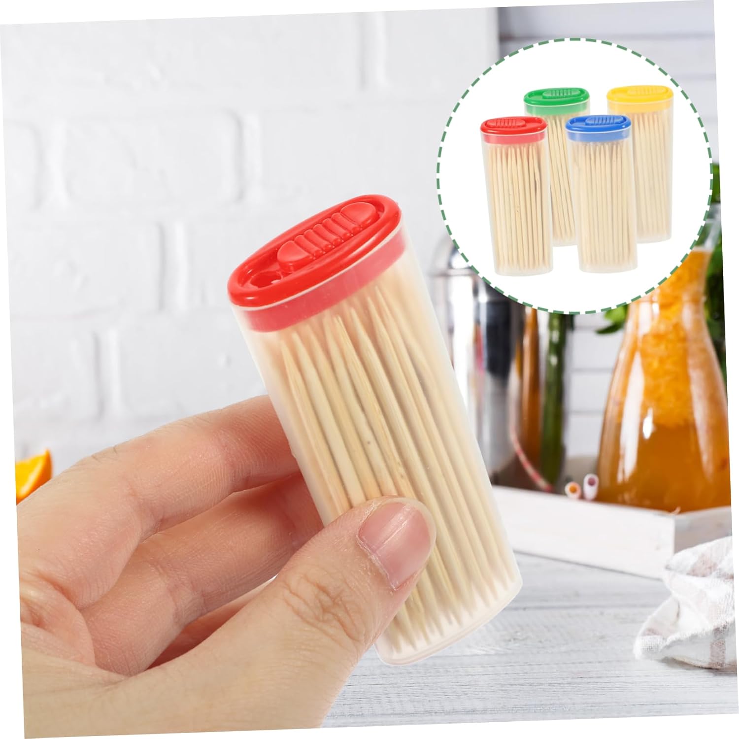 PRETYZOOM Pack Bamboo Toothpicks Double-ended Skewers for Fruit Cake Individual Wrapped Mixed Food Picks Appetizer Picks Toothpick Holder