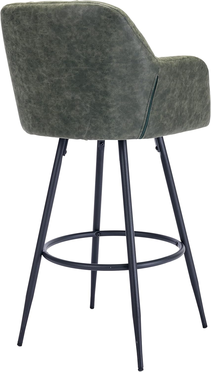 BESTANO Modern 30" Bar Stools Set of 2 with Back, Faux Leather Upholstered Counter Height Barstools Kitchen Counter Island Stools with Metal Footrest for Kitchen Island, Green