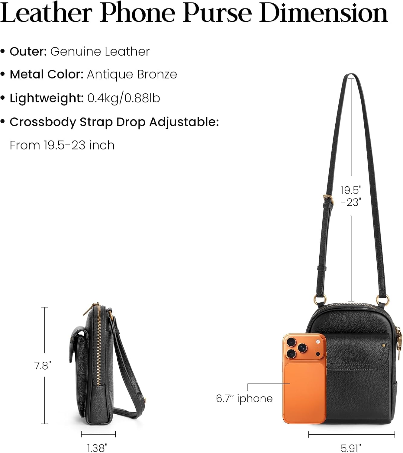 befen Genuine Leather Crossbody Bags for Women, Small RFID Phone Purse