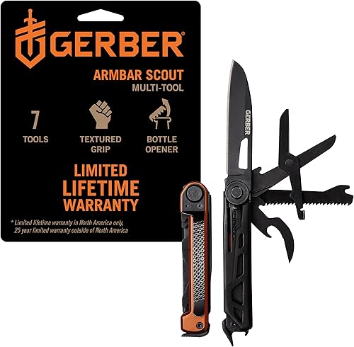Miniatura 22 de Gerber Gear Armbar Trade Multiherramienta 8 en 1 - Hoja de borde liso de 2.5 pulgadas, barra de palanca, martillo - Equipo y equipo EDC - Onyx
