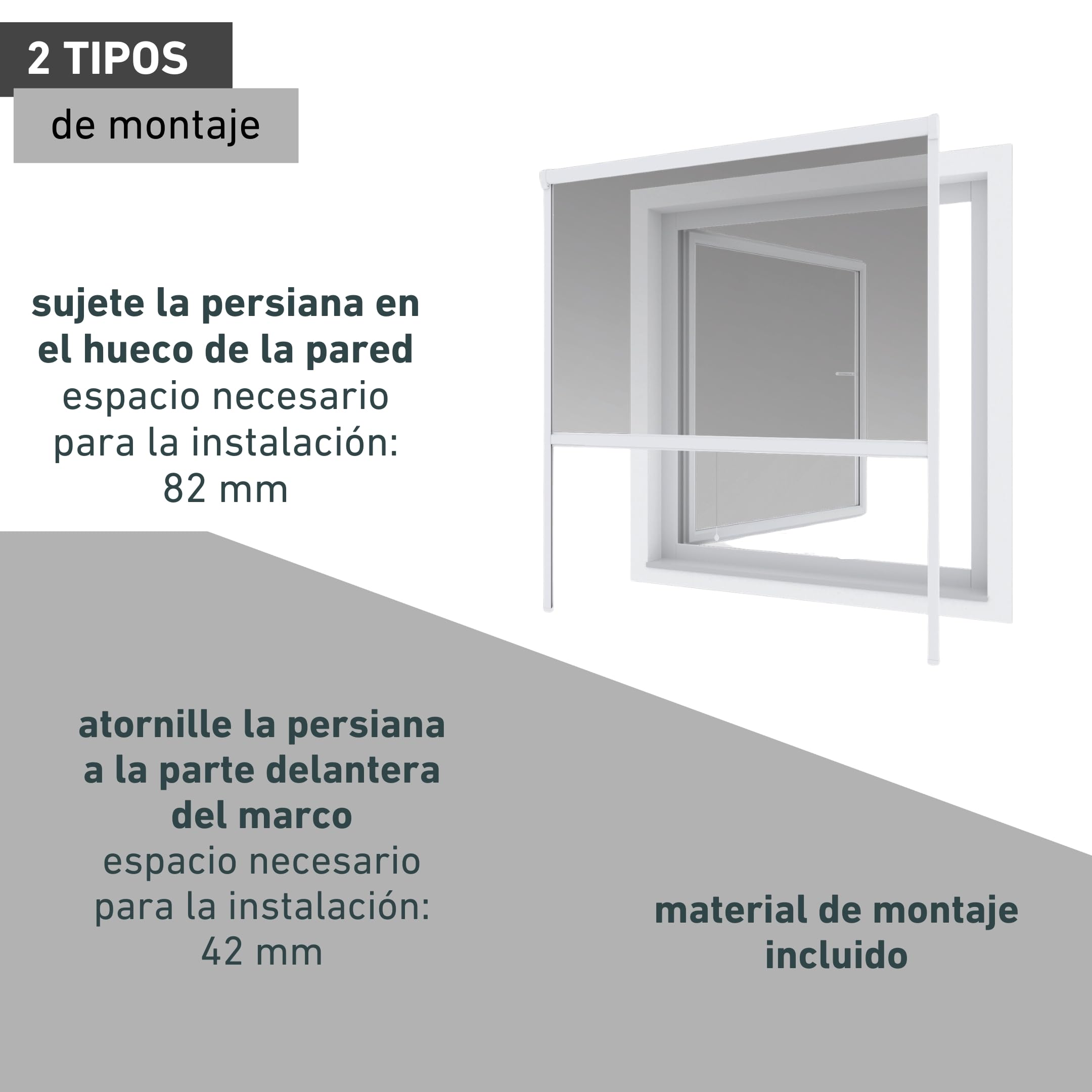 Windhager Cortina Enrollable, mosquitera, Marco de Aluminio para Ventanas, acortable Individualmente, 100 x 160 cm, Blanco, 04320