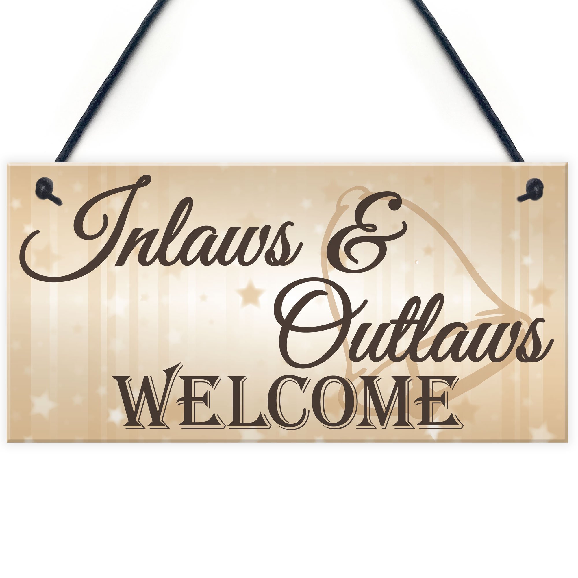 Red Ocean Shabby & Chic Wedding Sign Inlaw Outlaw Welcome Bride Groom Gift Vintage Plaque Mother Father of Bride Groom Sign