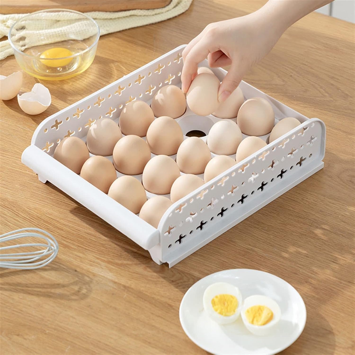 Egg Holder Portable Container Egg Storage Boxes Refrigerator Egg Fresh Storage Box Durable Storage Trays Kitchen Eggs Collect Tool