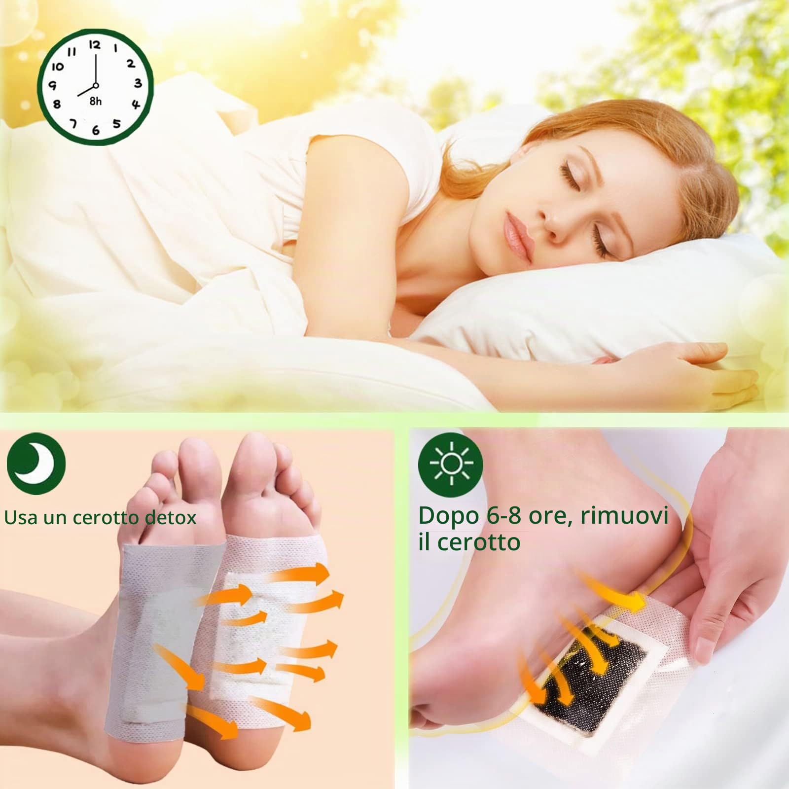 Cerotti Detox Piedi unisex - 100pcs Patch purificanti Deep Cleansing, Promuove la Circolazione Sanguigna, Allevia lo Stress, Migliorare il Sonno, Bianco