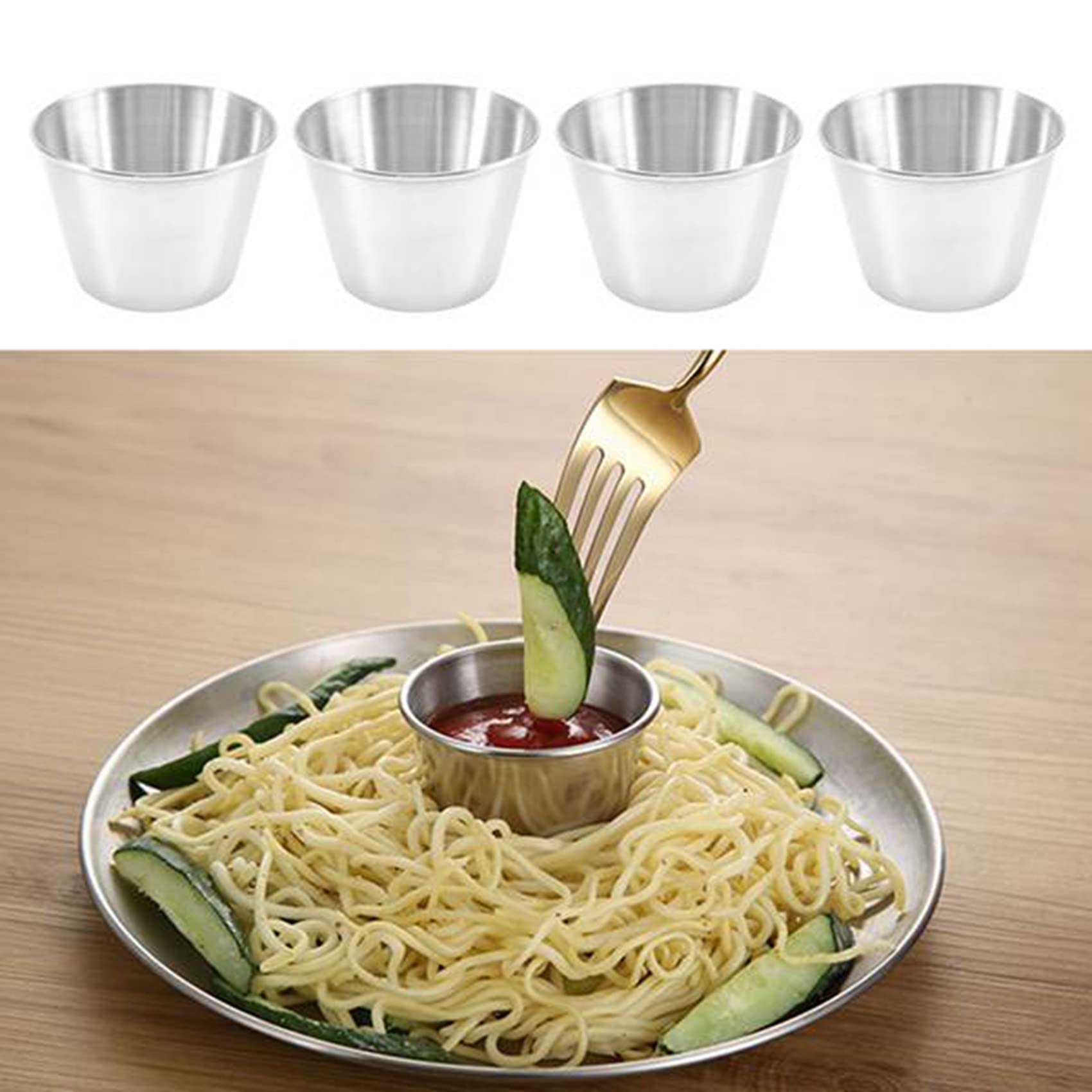 Tazze di Salsa per Condimenti in Acciaio Inossidabile da 96 Confezioni, Tazze di Salsa