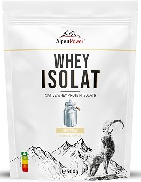 AlpenPower Whey Isolate Protein Powder Neutral 500 g - 100% Natural Ingredients No Sweeteners - Grass Feeding - High-Quality Protein Powder Made from Best Alpine Milk
