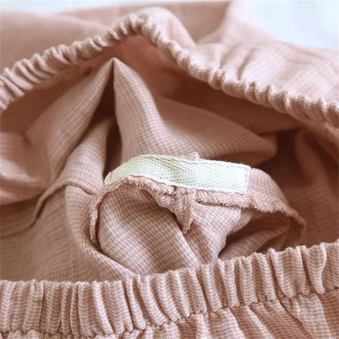 Conjunto de pijama de gasa de algodón para hombre y mujer, a cuadros, manga larga, ropa de casa de dos piezas