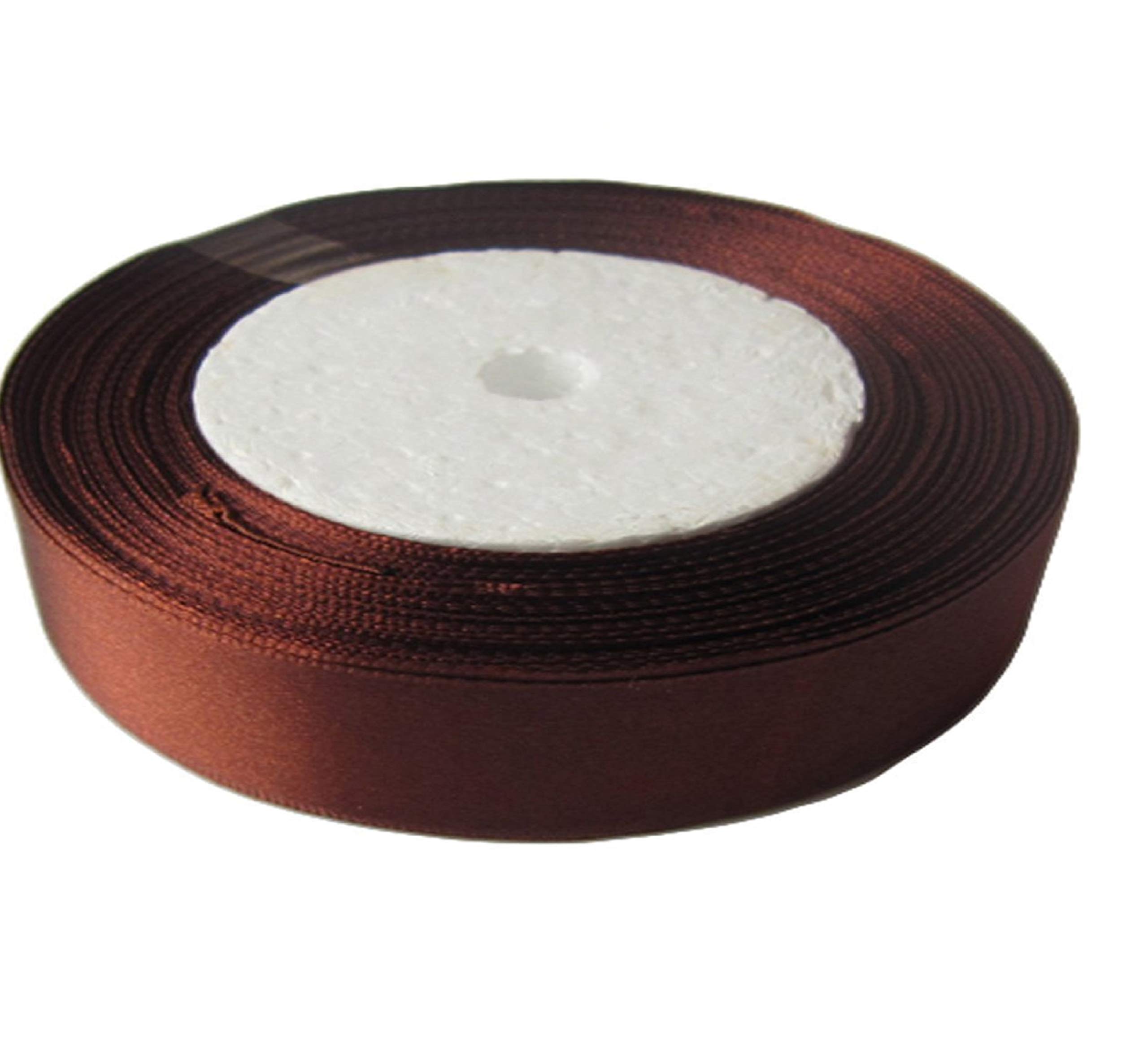 22 Meters Satin Ribbon 10mm (Brown) Gift Wrap Ribbon, Ribbons for Gift Wrapping, Christmas Ribbon, Gift Wrapping Ribbon for Crafting, Wedding Party Decor