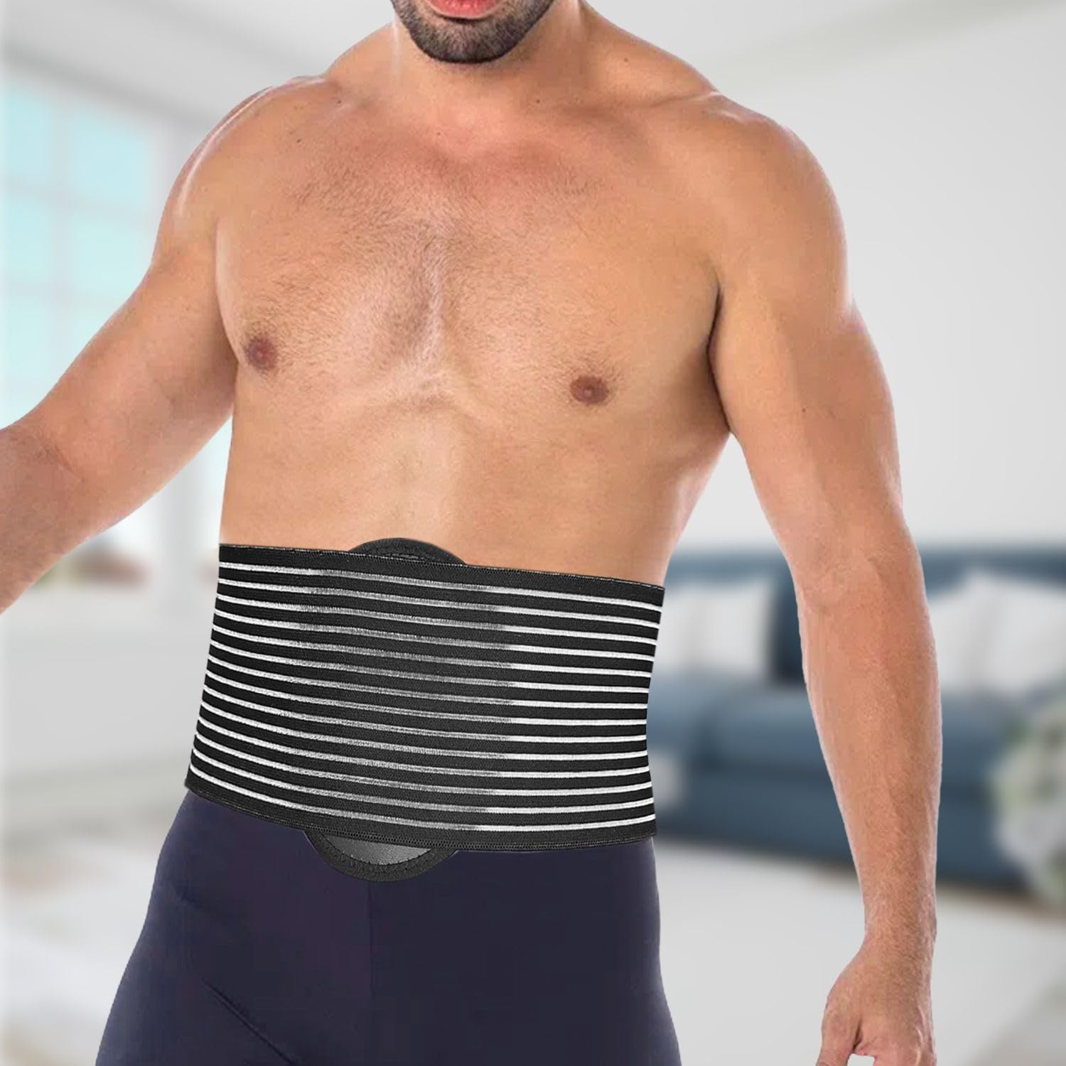 OrtoPrime Cinturón Faja HERNIA UMBILICAL Hombre y Mujer - Cinturón de Soporte Abdominal Postquirúrgica (Talla L/XL 90-125CM)