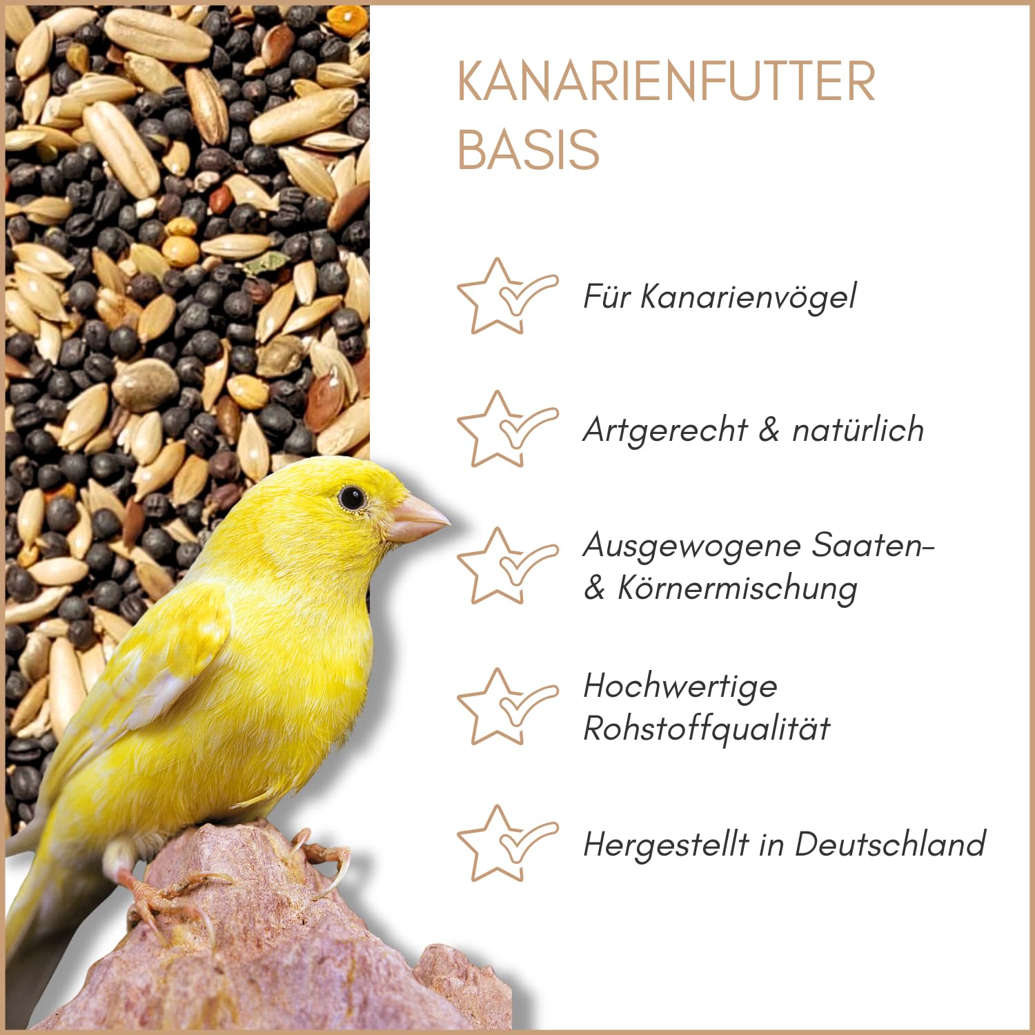 Supravit Kanarienfutter Basis - 25kg Sack schmackhaftes Kanarienvogel Futter - Hauptfutter für Kanarienvögel enthält einen hohen Anteil an Kanariensaat und wertvolle Rübsen