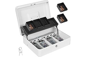 Deluxe Portable Locking Cash Box with 4 Bill/5 Coin Slots for Vendor Events