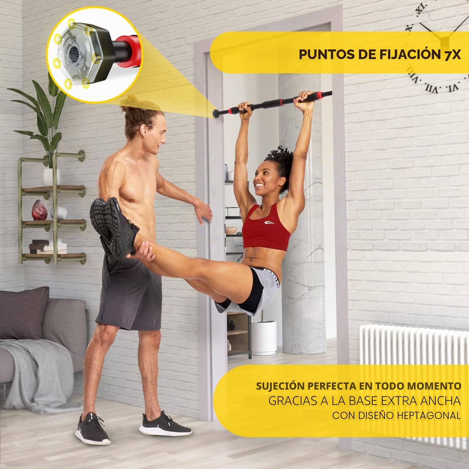 Barra Dominadas con Función Innovadora de Fijación | Segura y rápida - Barra de Dominadas sin Tornillos para el Marco de la Puerta | Barra para casa ajustable hasta 90 cm | KS260/KS270 incl. eBook