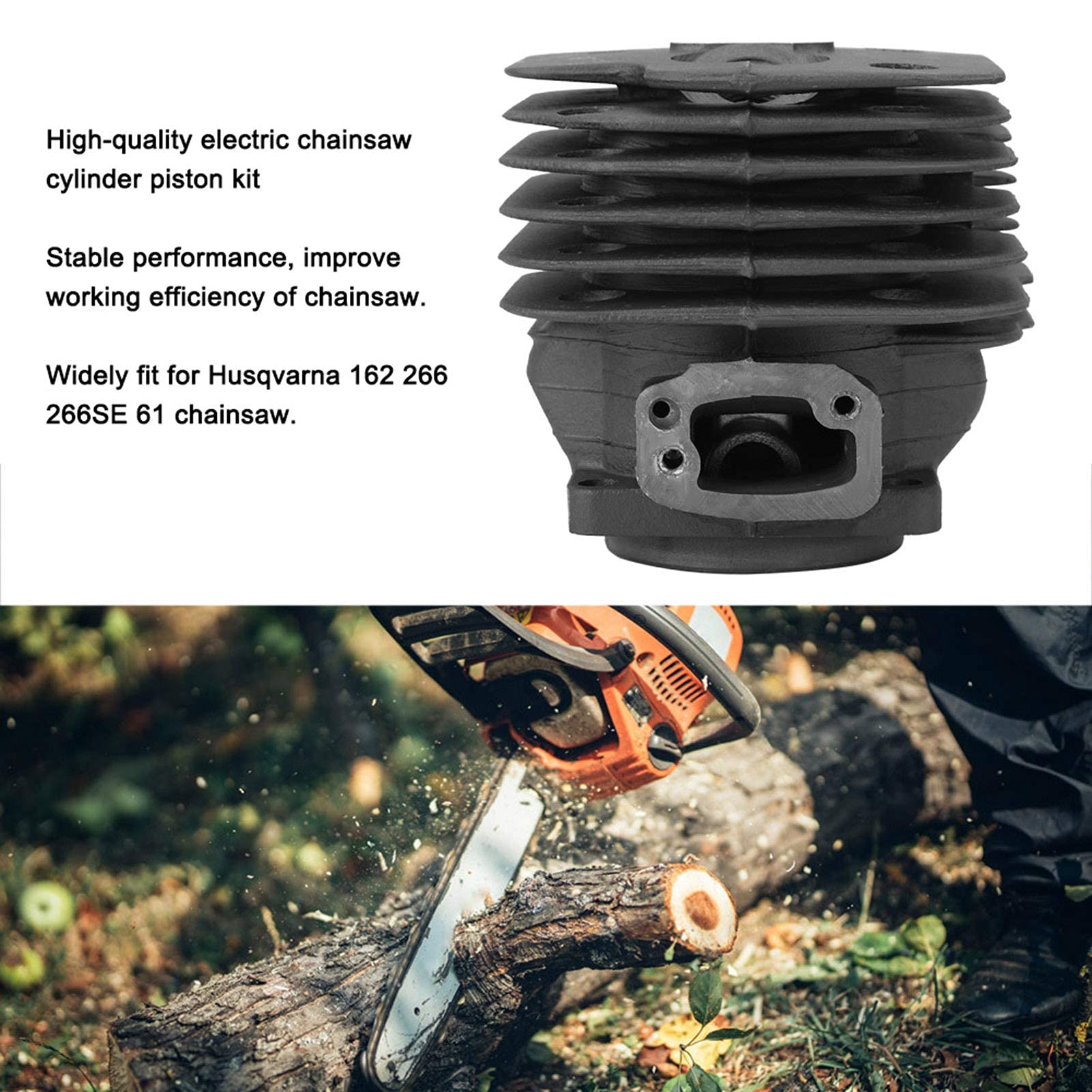 Atyhao Kit de pistón de Cilindro para 162 266 266SE 61 Motosierra Piezas de Repuesto Accesorios Herramientas de jardín