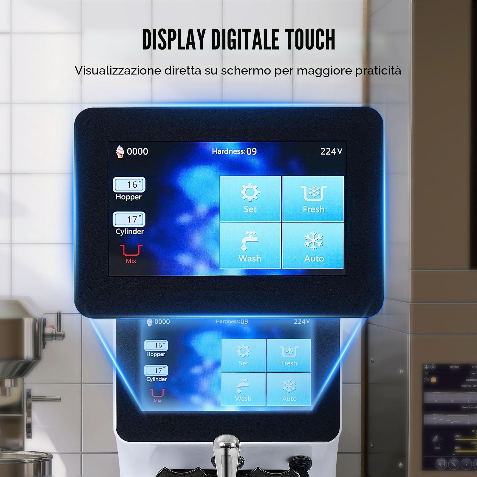 VEVOR Macchina per Gelato Commerciale, Produzione 10 L/H, Macchina per Gelato Soft da Banco Monogusto 900 W, Tramoggia 4 Litri, Cilindro 1,6 Litri, per Snack Bar Ristorante