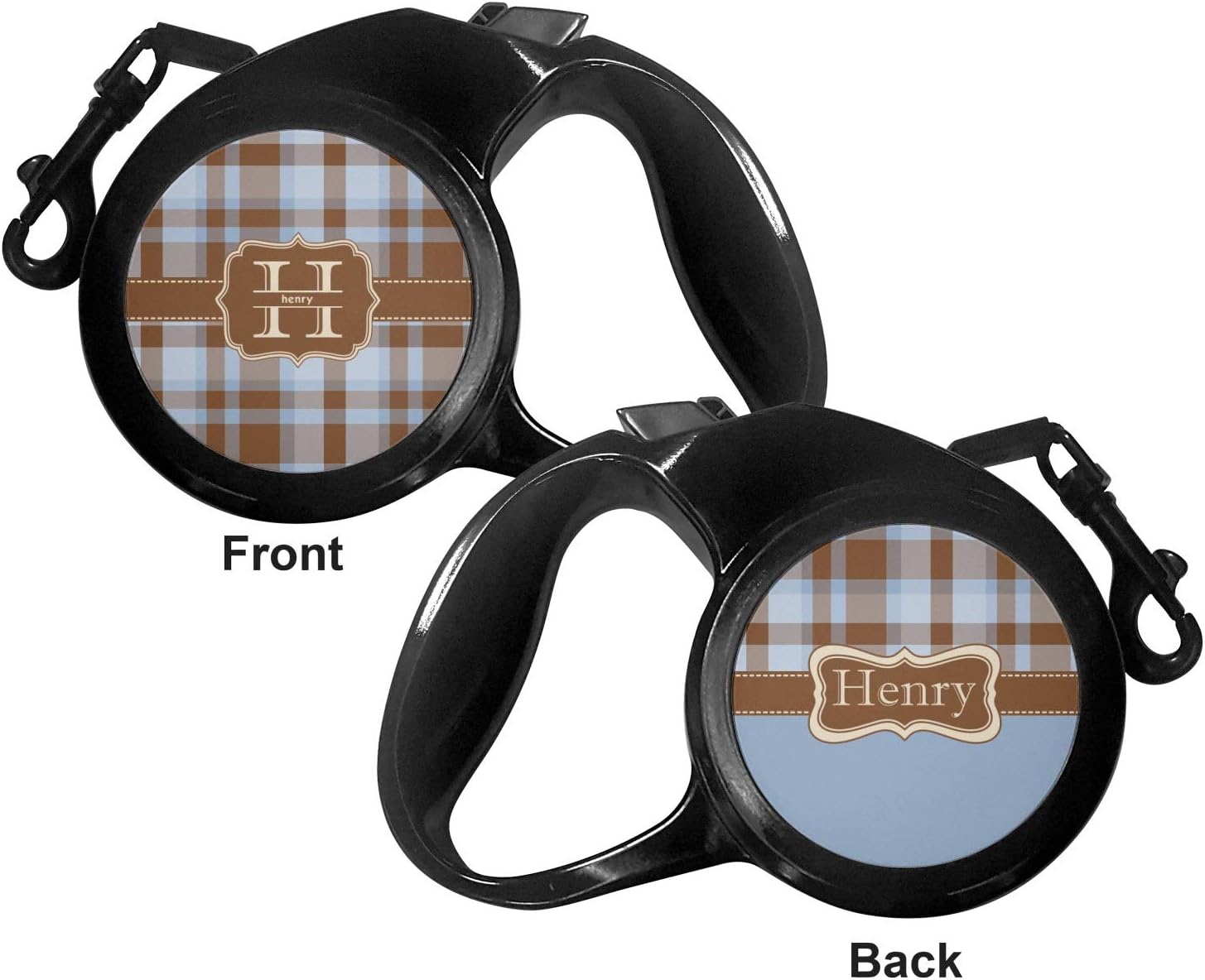 YouCustomizeIt Personalized Two Color Plaid Retractable Dog Leash - Medium