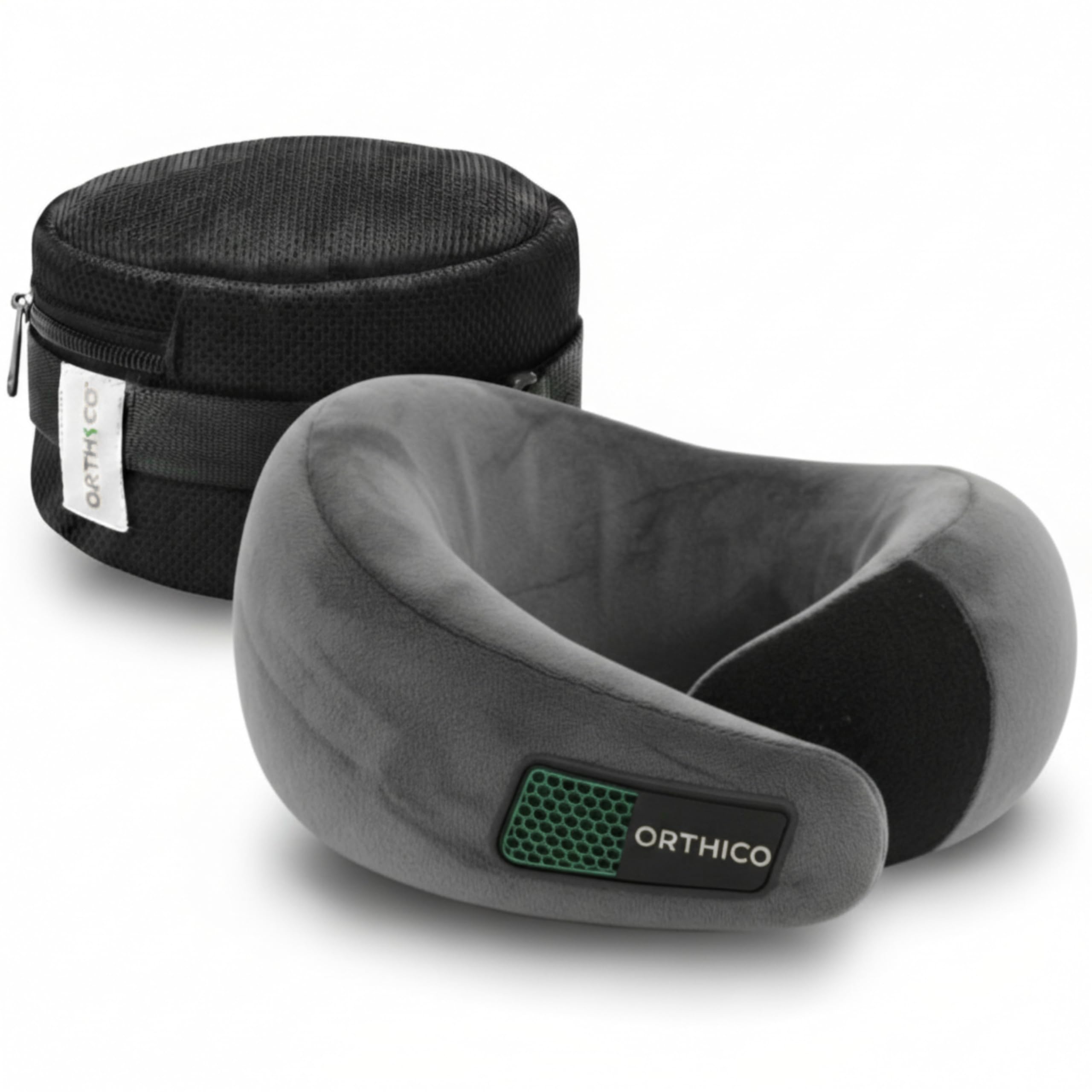 Neck Pillow for Travelling, Grey Velvet | Cooling Gel Memory Foam, Ergonomic Design, For Car, Flight & Office, Compact-image-15