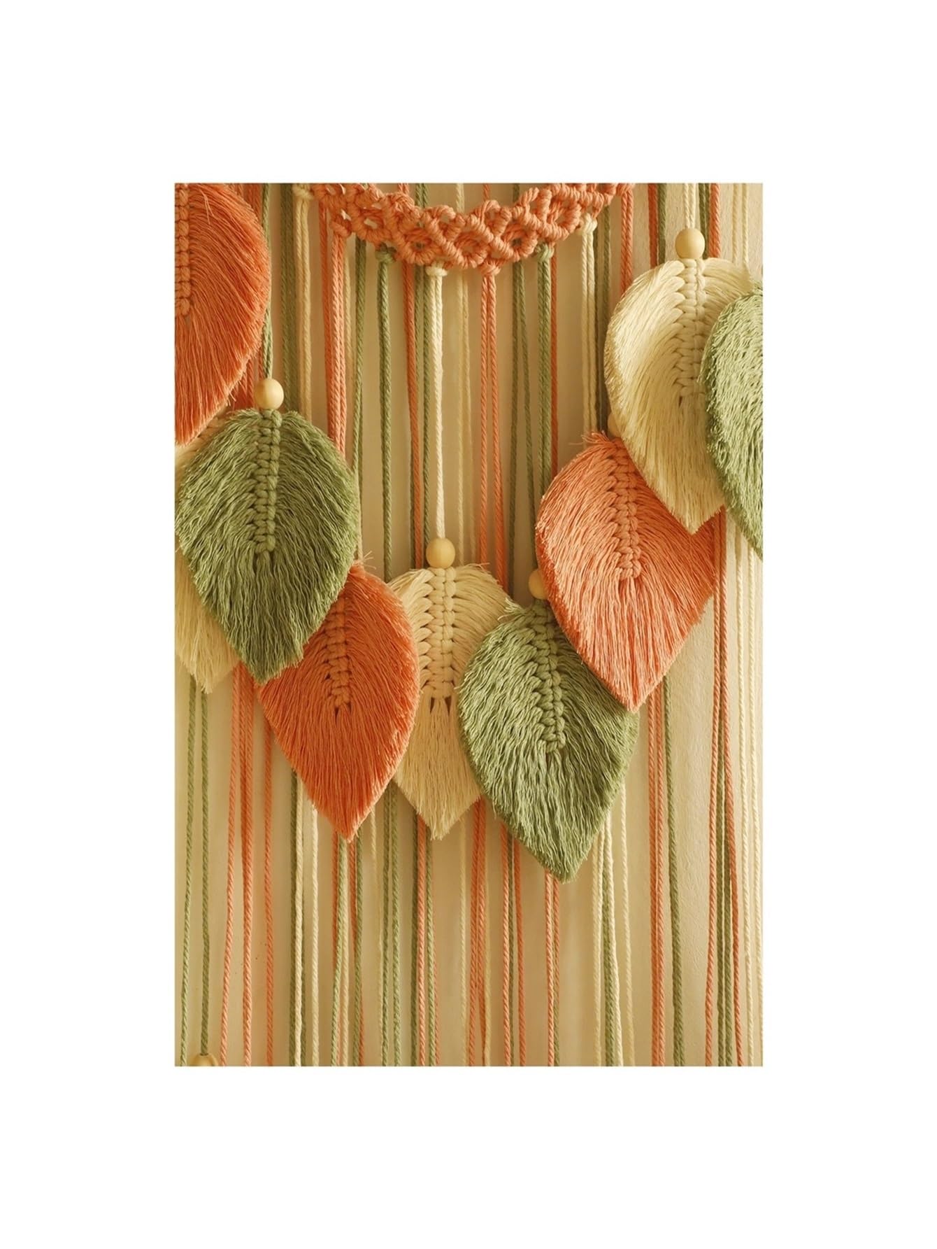 YUPLIODSX Wall Hanging Multicolor Leaves Tapestry Boho Hand Woven Macrame With Wooden Beads Crafts Wall Hanging(Color7)