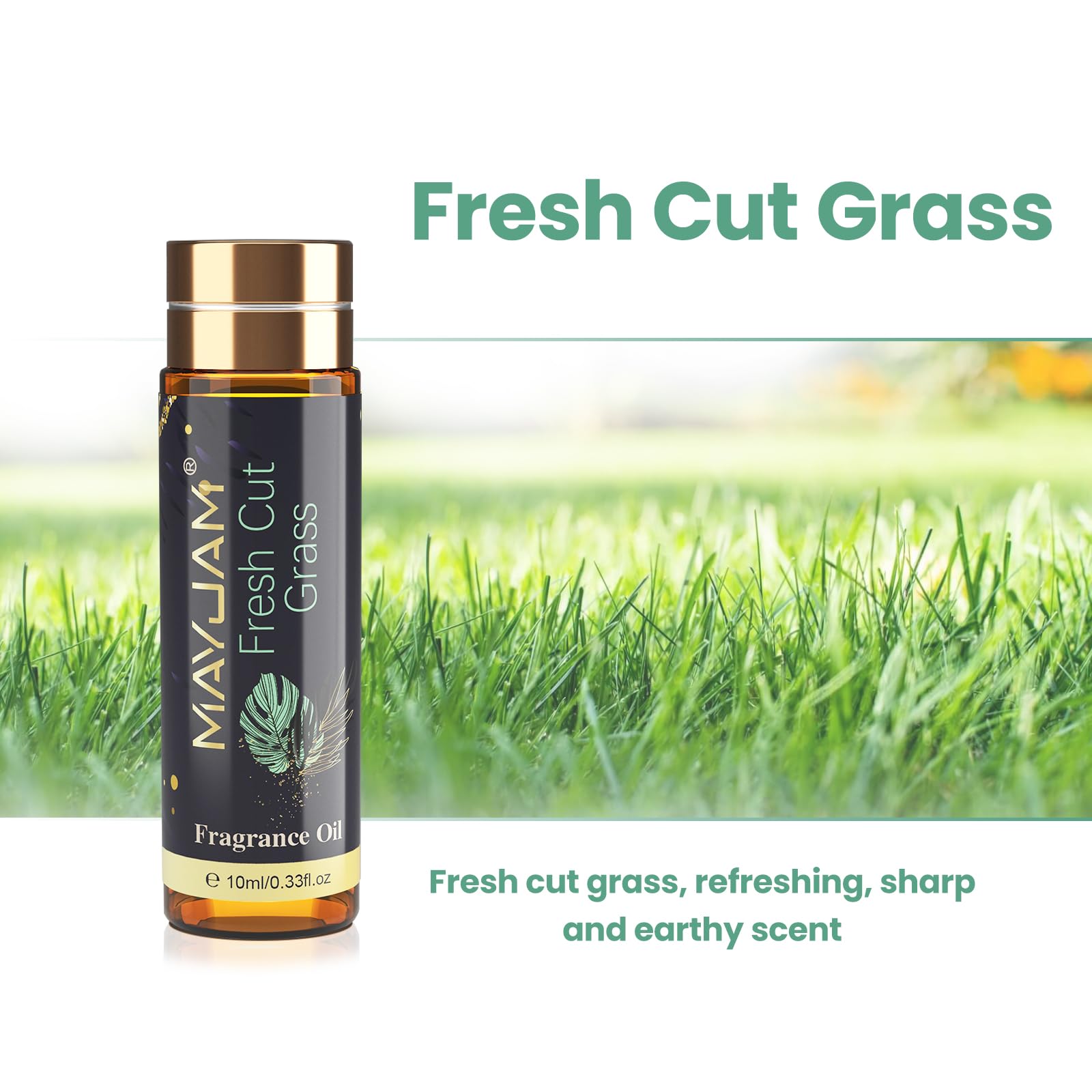 MAYJAM Olio Essenziali di Erba Fresca Tagliata 10ML, Olio Di Fragranza Premium Per Diffusori di Olio Essenziali, Aromaterapia, Casa, Bruciatore Di Olio