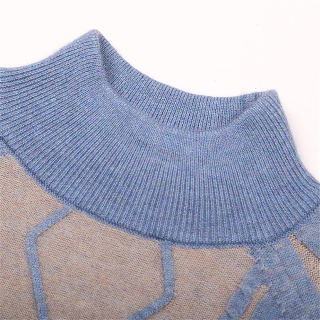Ensemble pull en tricot bleu deux pièces tendance chaud à col roulé et pantalon à jambes larges pour automne décontracté, bleu, XL