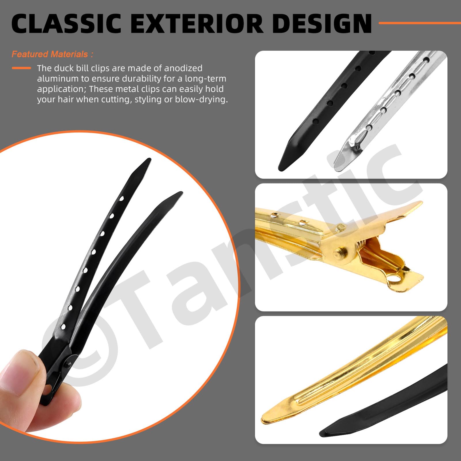 Tanstic 45Pcs 3.5 Inch 3 Colors Duck Billed Clips Alligator Curl Clips Long Hair Curl Clips Duckbill Hair Clips with Holes for Hair Styling Styling Sectioning - Image 4