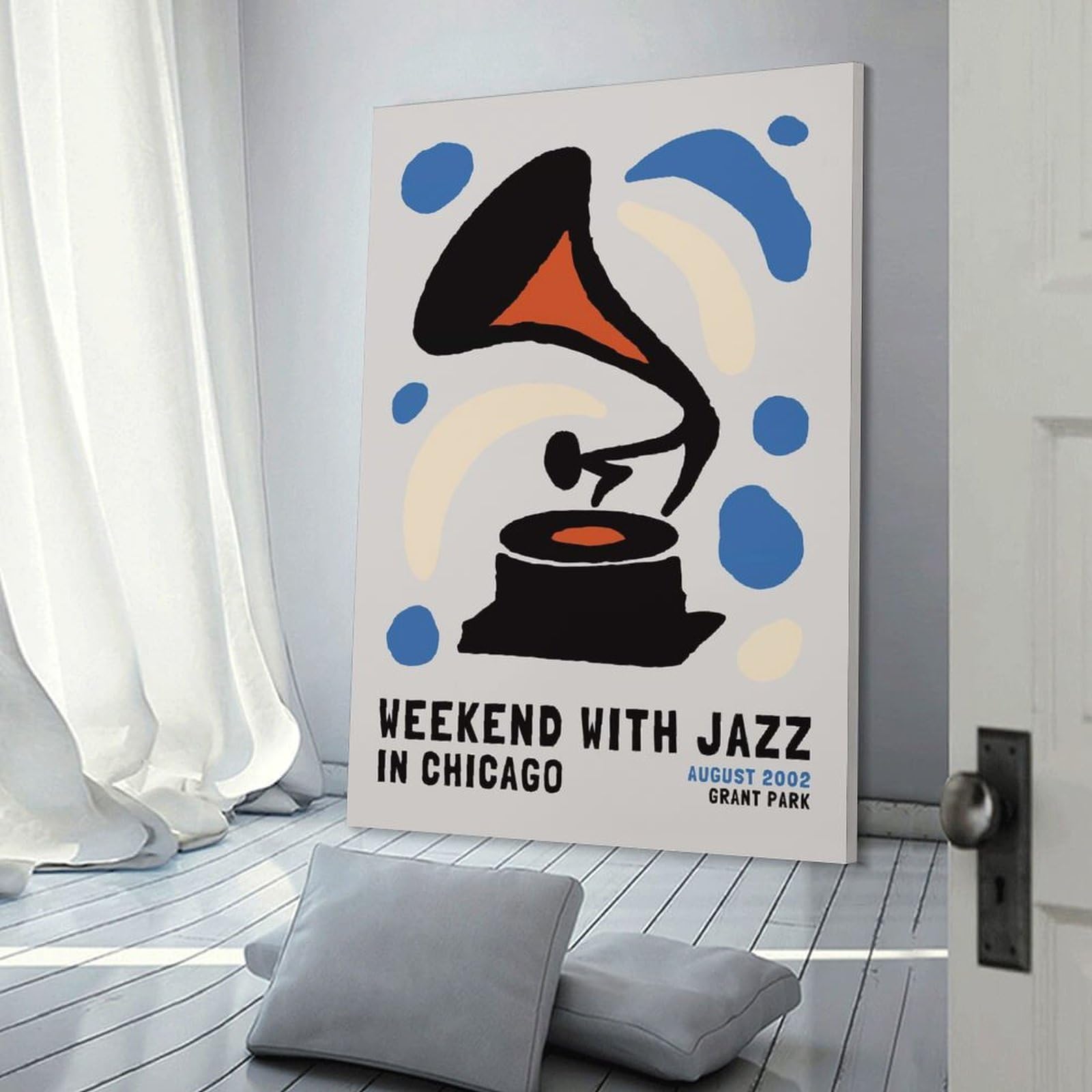 Junmoney Weekend with Jazz in Chicago Home Decor Wall Art, 08x12inch(20x30cm), for Calm Bedrooms, Home Corners Or Flats, Canvas Wall Decor for Personal Spaces
