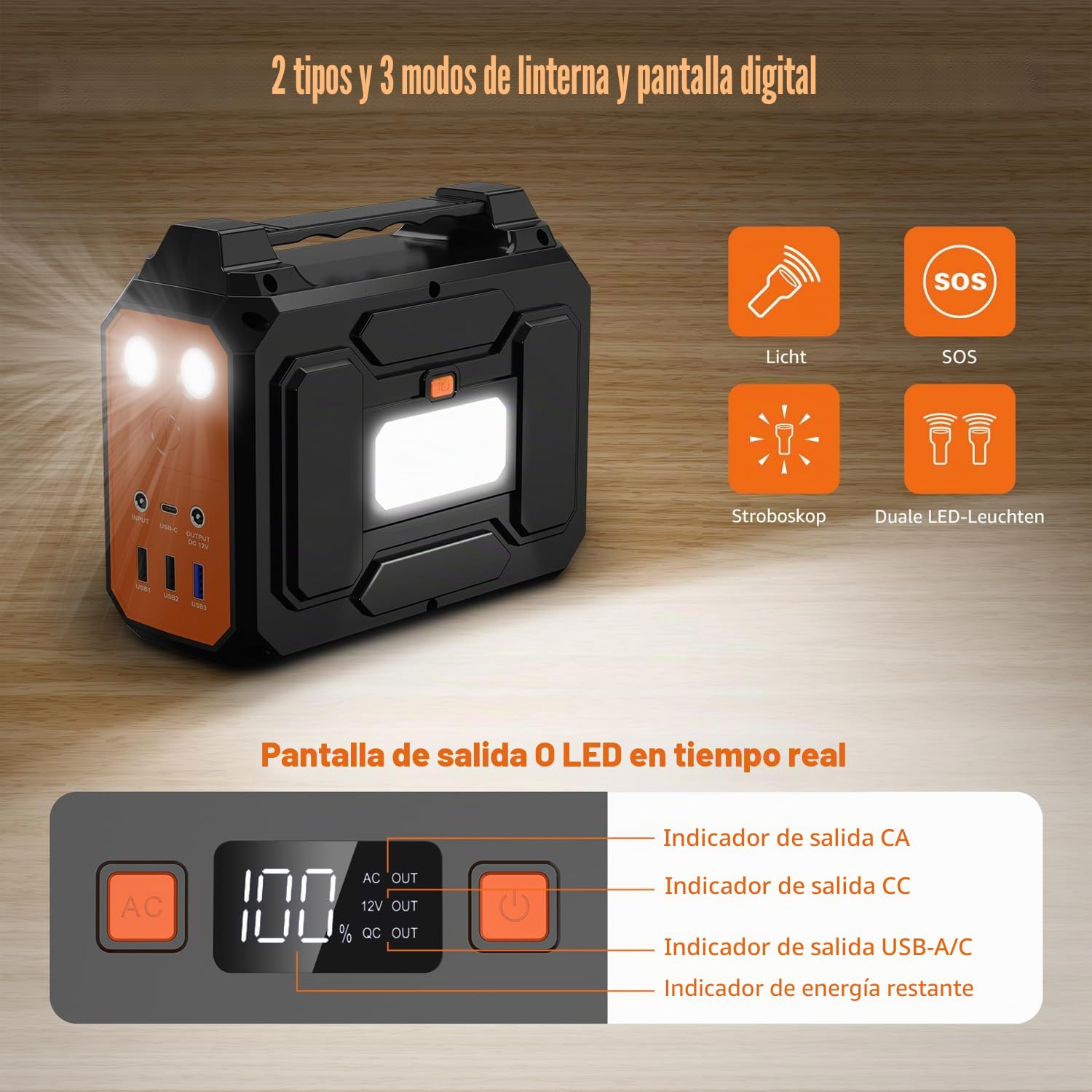 Powkey Powerstation Portátil Con Solarpanel 99Wh/27000mAh - 40W Faltable Solarpanel 100W Solargenerador Con 230V AC/18W USB-A/USB-C Para Wohnmobil Camping