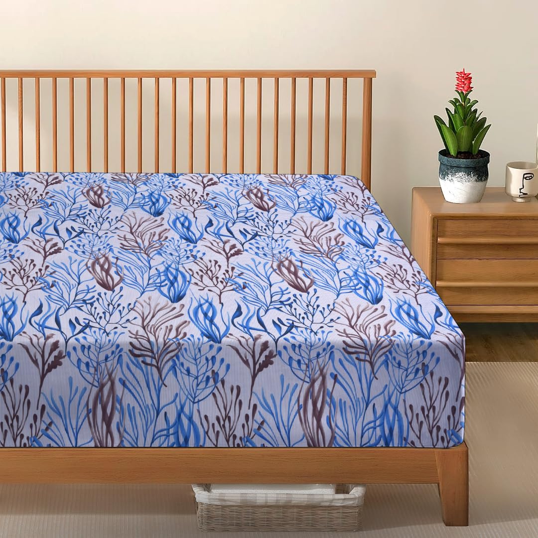 EverSoft Bedding Premium Floral Fitted Sheet Set 2-Piece Double Size, Extra Deep 35cm Pocket, Soft Breathable Flower Mattress Covers, Wrinkle-Free Modern Hotel Quality โ image 1