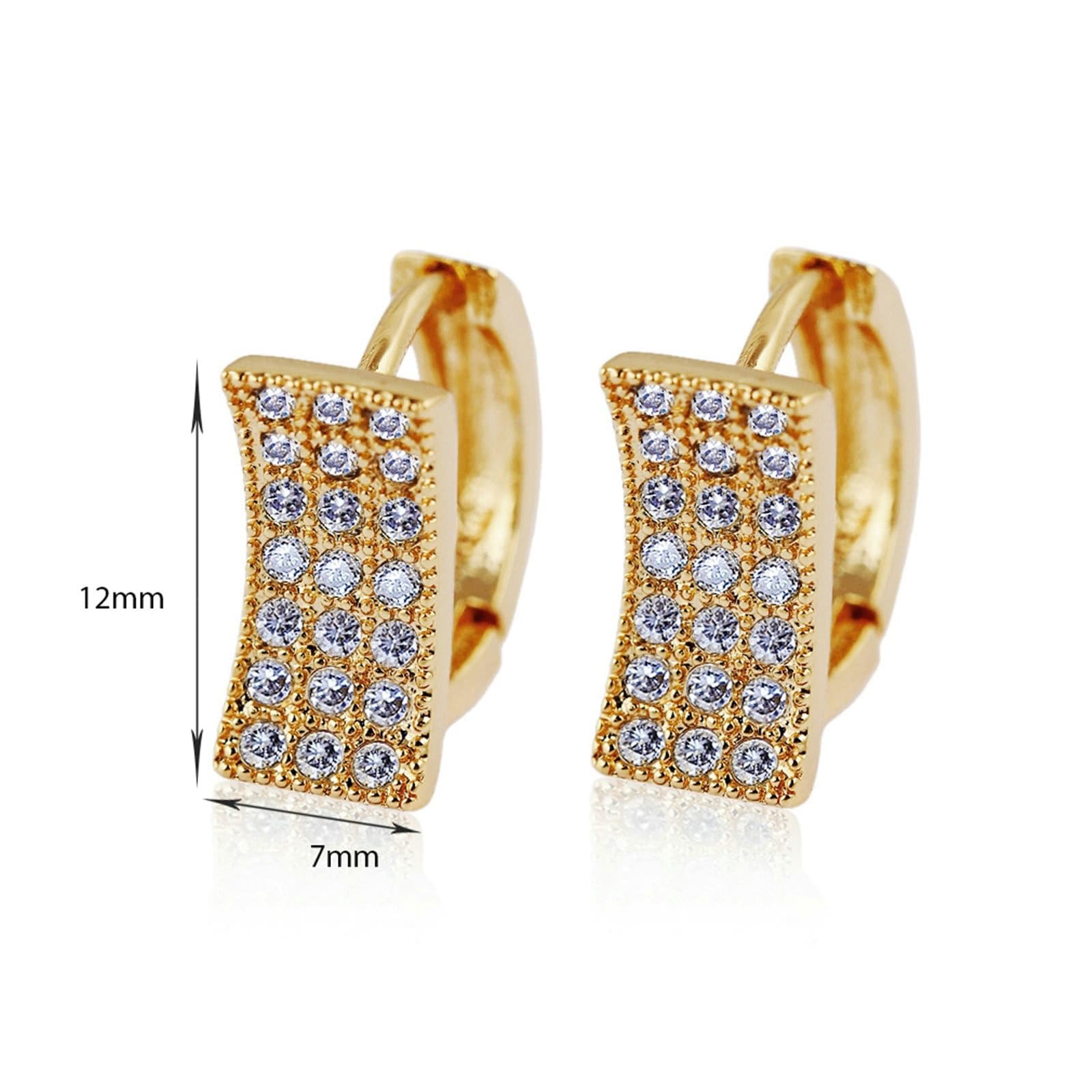 Pendientes de aro de oro 750, elegantes pendientes para mujer, diseño geométrico con moissanita, pendientes de cumpleaños para novia, oro amarillo