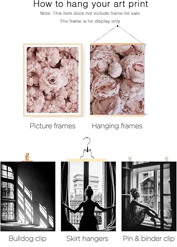 Miniatura 3 de HoozGee Impresiones artísticas de moda en blanco y negro, arte de moda de rosas rosas, decoración de pared floral de moda, cuadros de pared en