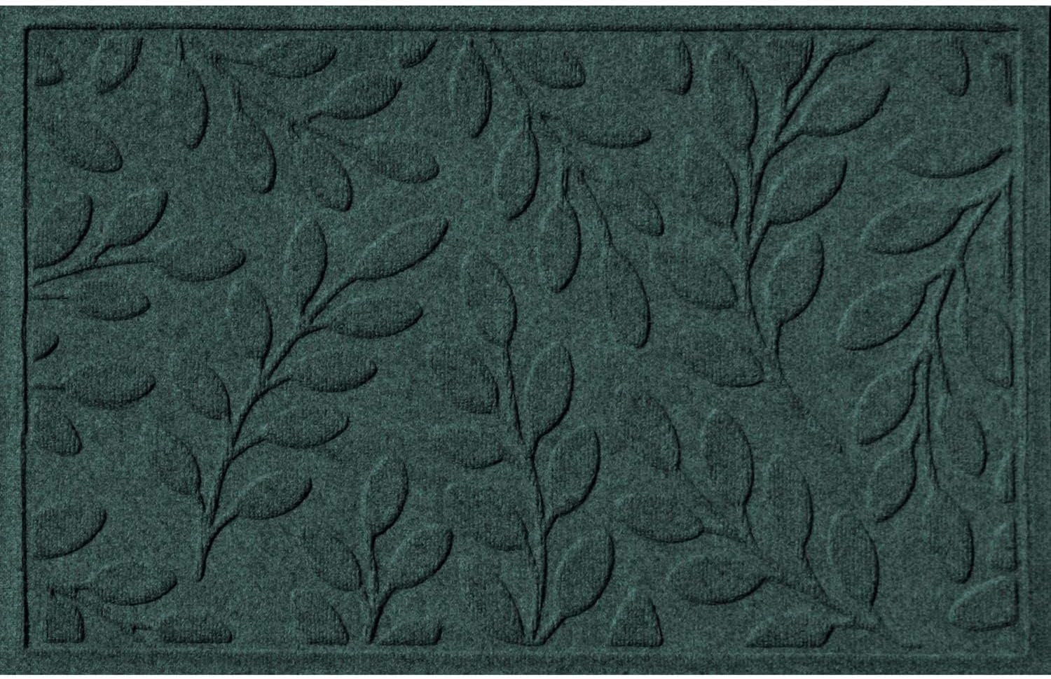 WaterHog Welcome Mat for Indoor/Outdoor, 2’ x 3’, Made in USA, Durable and Water-Resistant, Dirt Trapping Mat, Decorative Front Door and Entryway Rug, Brittney Leaf Design, Evergreen