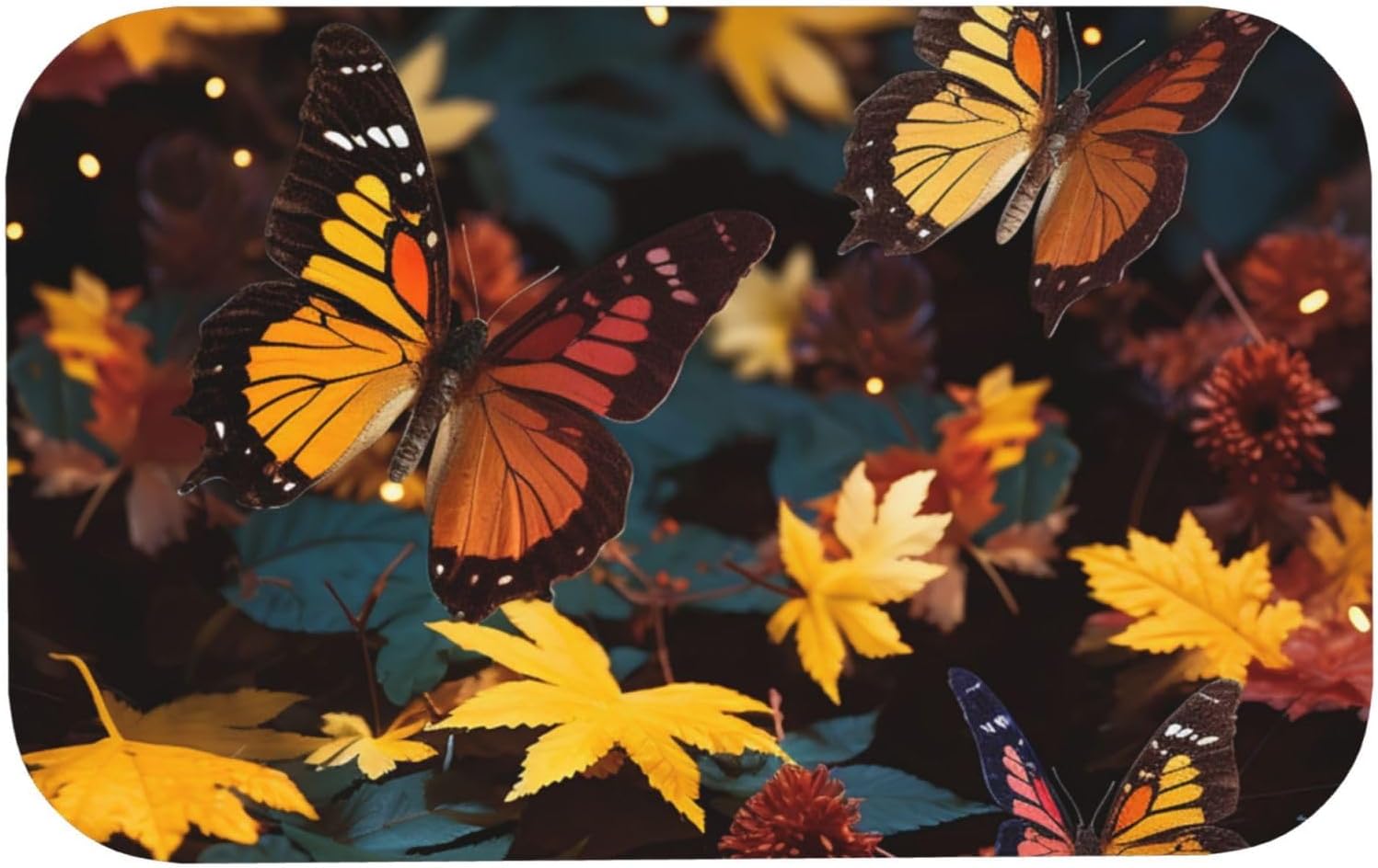 Stone Bath Mats Autumn with Butterflies and Leaves Diatomaceous Earth Bath Mat Super Absorbent Bathroom Floor Mat Quick Drying Diatomite Shower Mat for Shower Bathtub Bathroom Accessory 19.7x31.5in