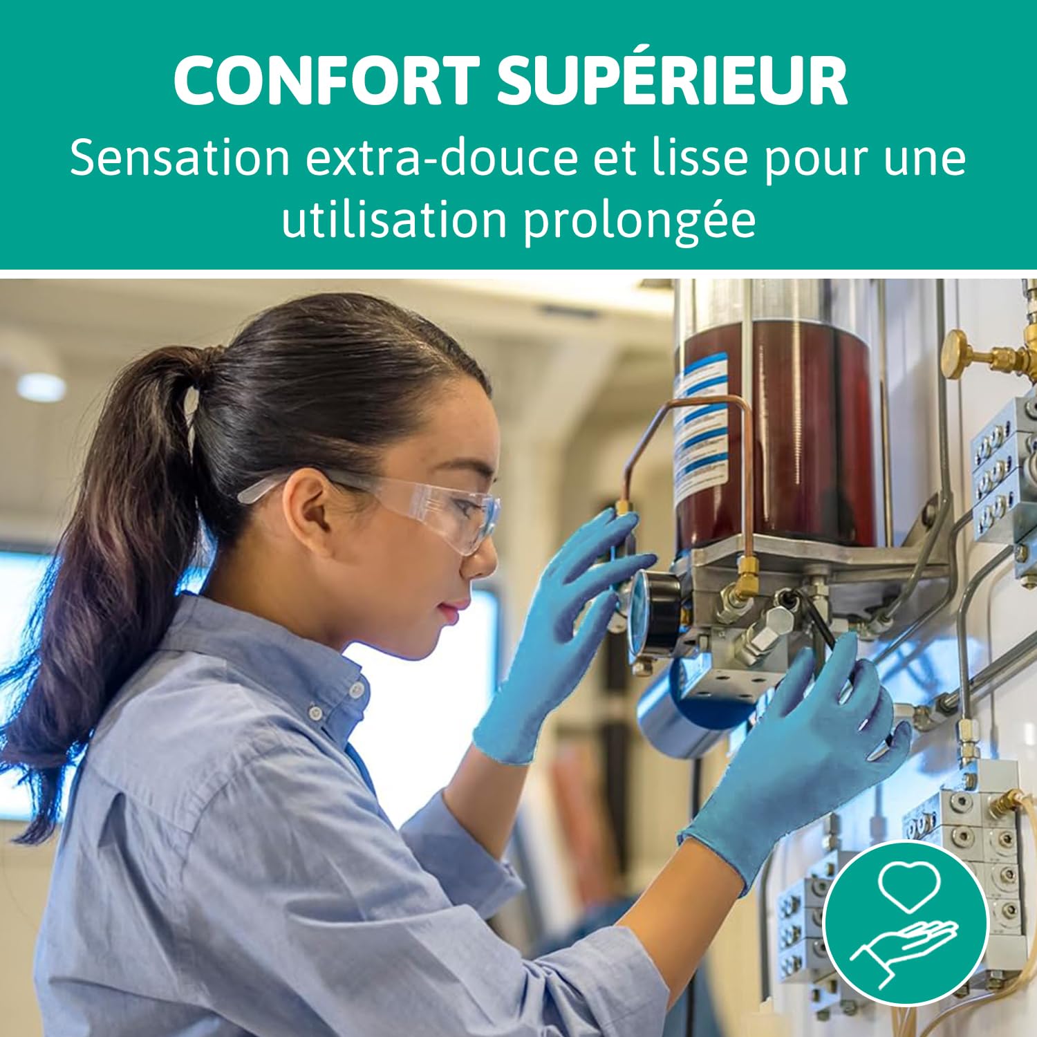 Ansell TouchNTuff 92-665 Gants Jetables en Nitrile, Non Poudrés, Haute Protection Chimique et Mécanique, Contact Alimentaire, Sécurité Industrielle, Sans Latex, Bleu, Taille M (100 Gants)