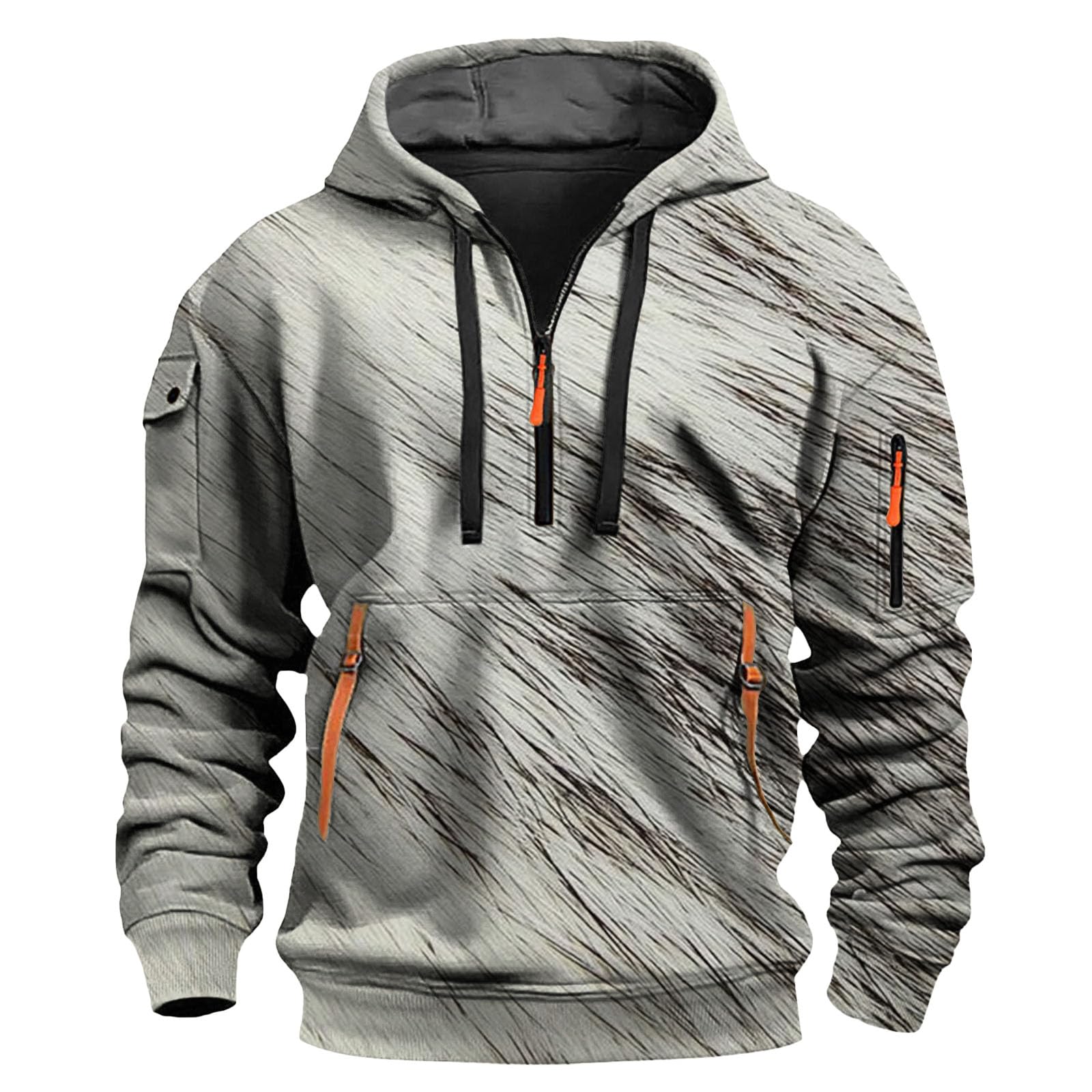 Sudaderas con Capucha Corta Sudadera De Manga Larga para Hombre, Estilo Otoño, Estampado 3D. Camiseta Exteriores. Naranja Hombre (Gy2, XL) Entrenamiento Boxeo Jersey Camisa Sin Mangas