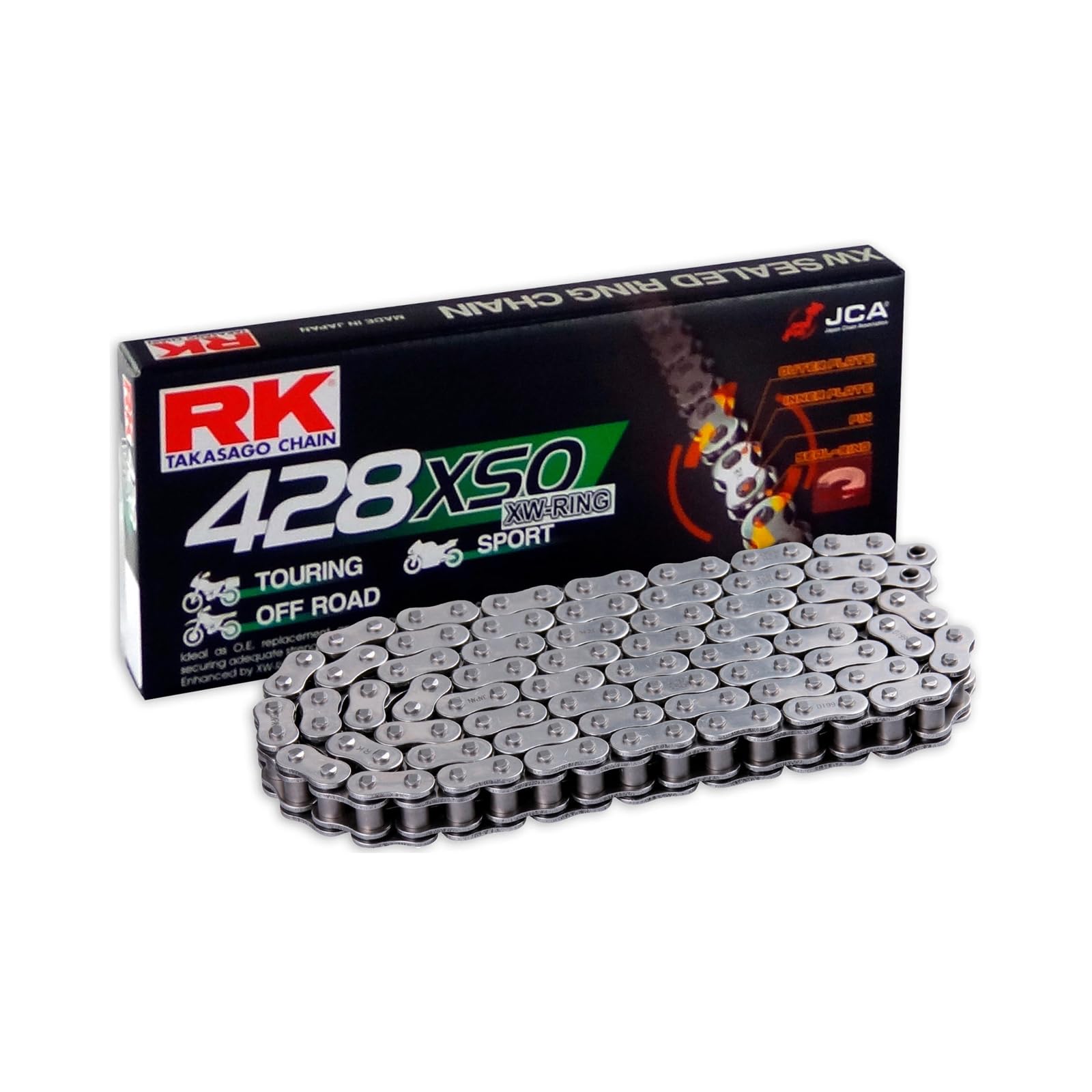 R&K RK Catena 428XSO 1/2x5/16 116 maglie lucchetto rivetto nero 4935531472094