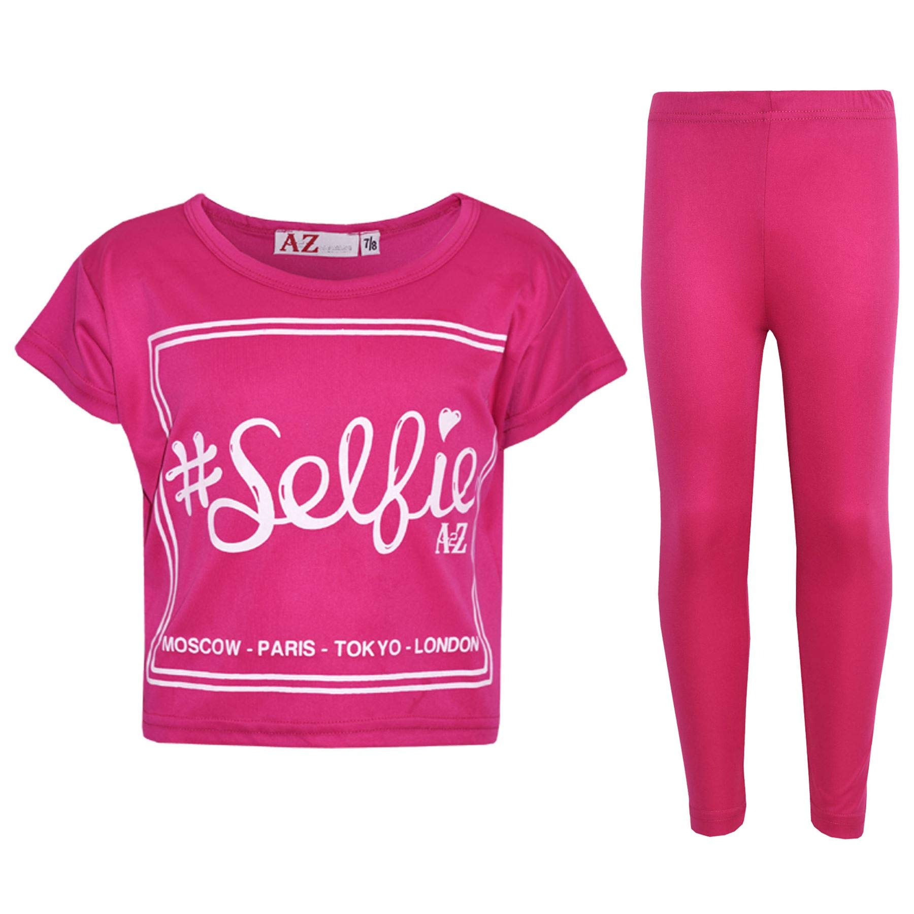 A2z 4 Kids Girls Pink Baby Crop Top Selfie Legging - New Crop Top #Selfie Leg 9-10