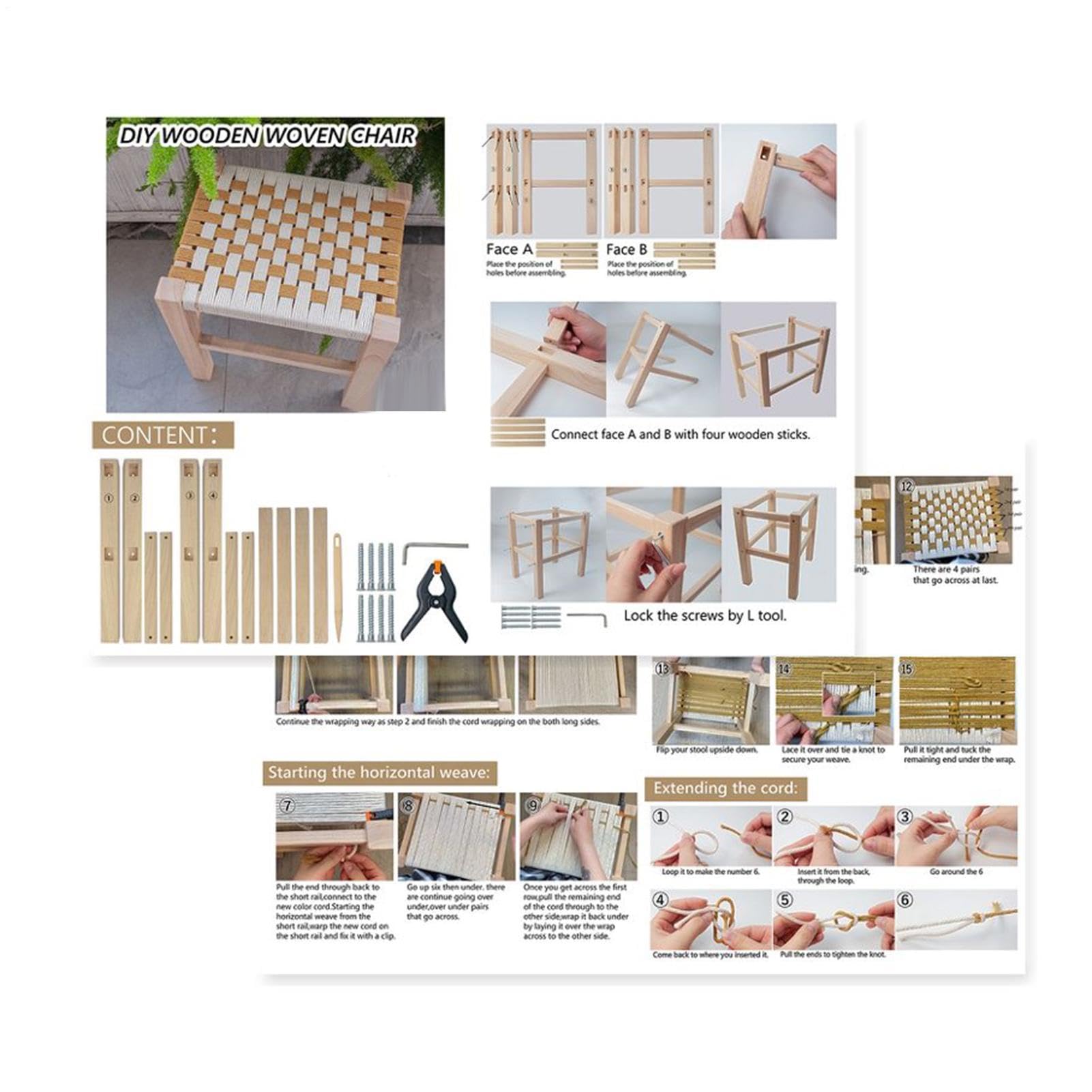 Kit fai da te per sgabelli, educativo adatto ai principianti, set di sgabelli per tessere, comodino, porta, ingresso, studio, laboratori, lezioni d'arte