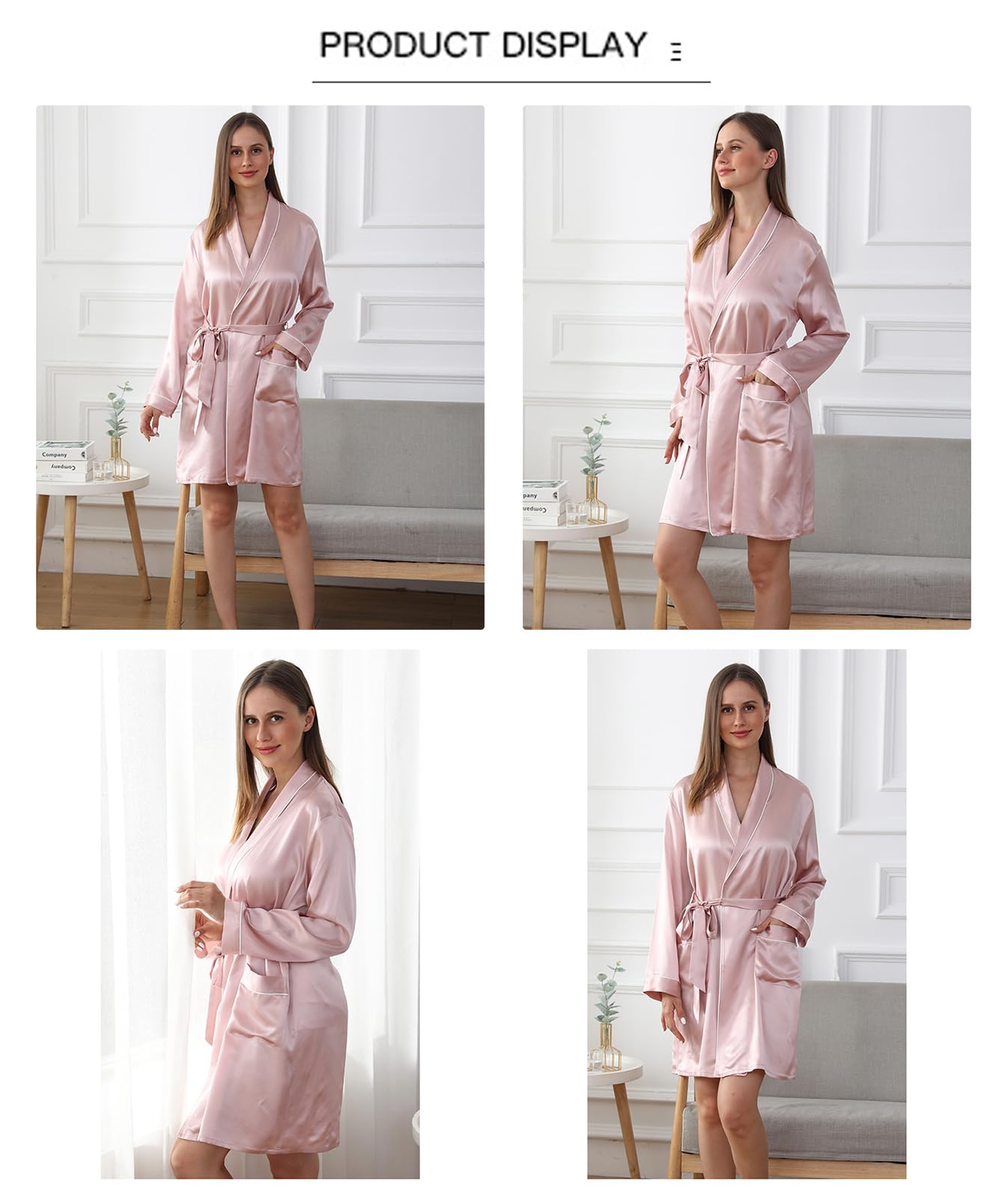 Damen Seide Nachthemden,19 Mama Sexy Satin Nacht Bademäntel Damen Satin Nachthemd,Weiß,L
