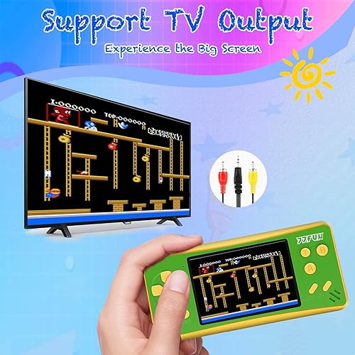 Miniatura 4 de Juegos de mano retro para niños, reproductor portátil de pantalla grande de 3.2 pulgadas, precargado, 168 videojuegos clásicos, recargable, salida