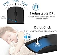 Vista 3 de Combo de teclado y ratón inalámbricos, teclado silencioso de computadora de tamaño completo con botón de calculadora, ratón de 2400 DPI, clic