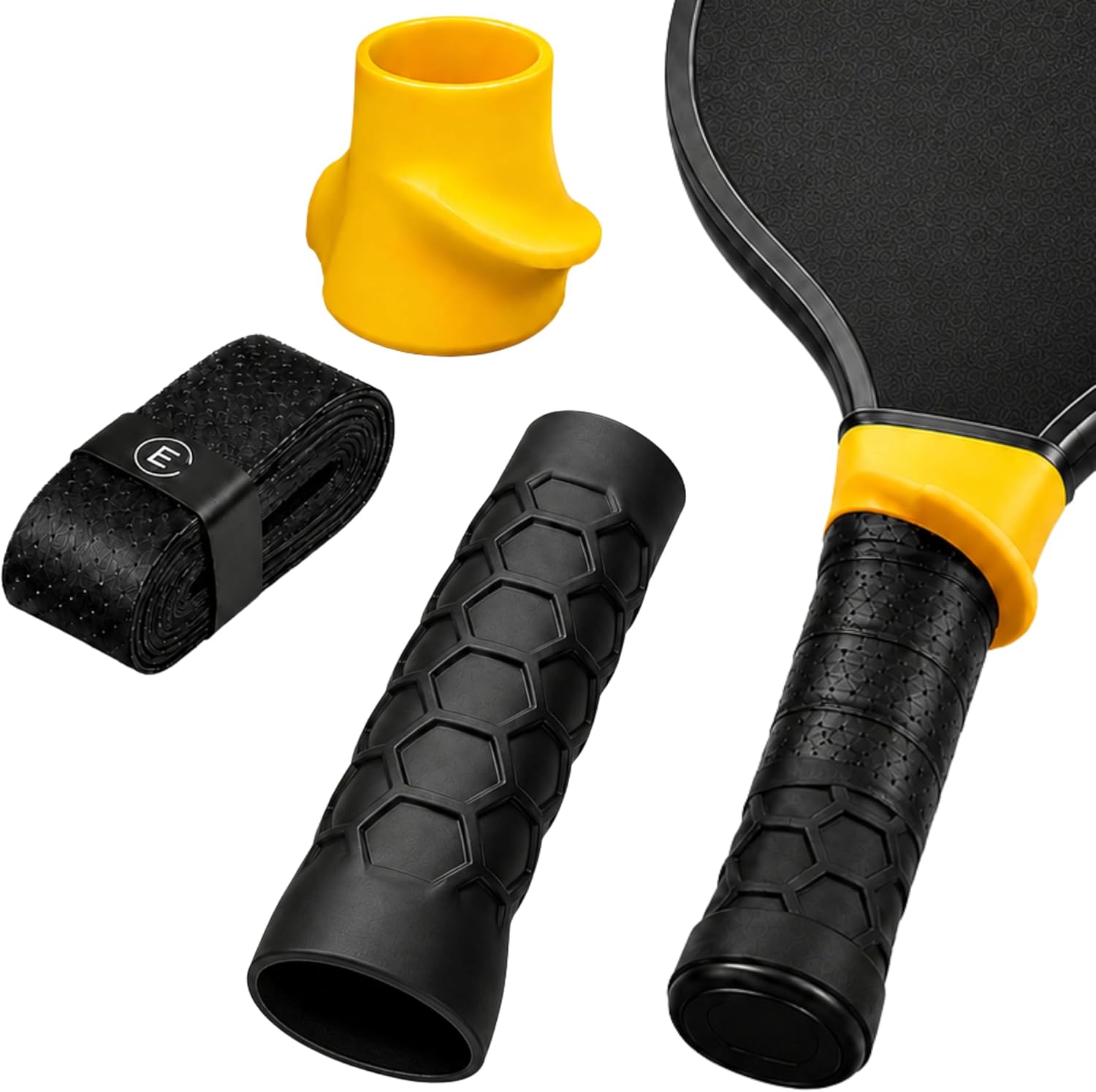 Pickleball Paddle Grip Insert 3-in-1 Bundle, Silicone Handle Cover, Tennis Wrap, Pickleball Overgrip, Grip Fix Trainer, RipGrip Pro Inspired, Anti-Slip Sweat-Absorbing Replacement Handle, Fits Most Paddle Handles