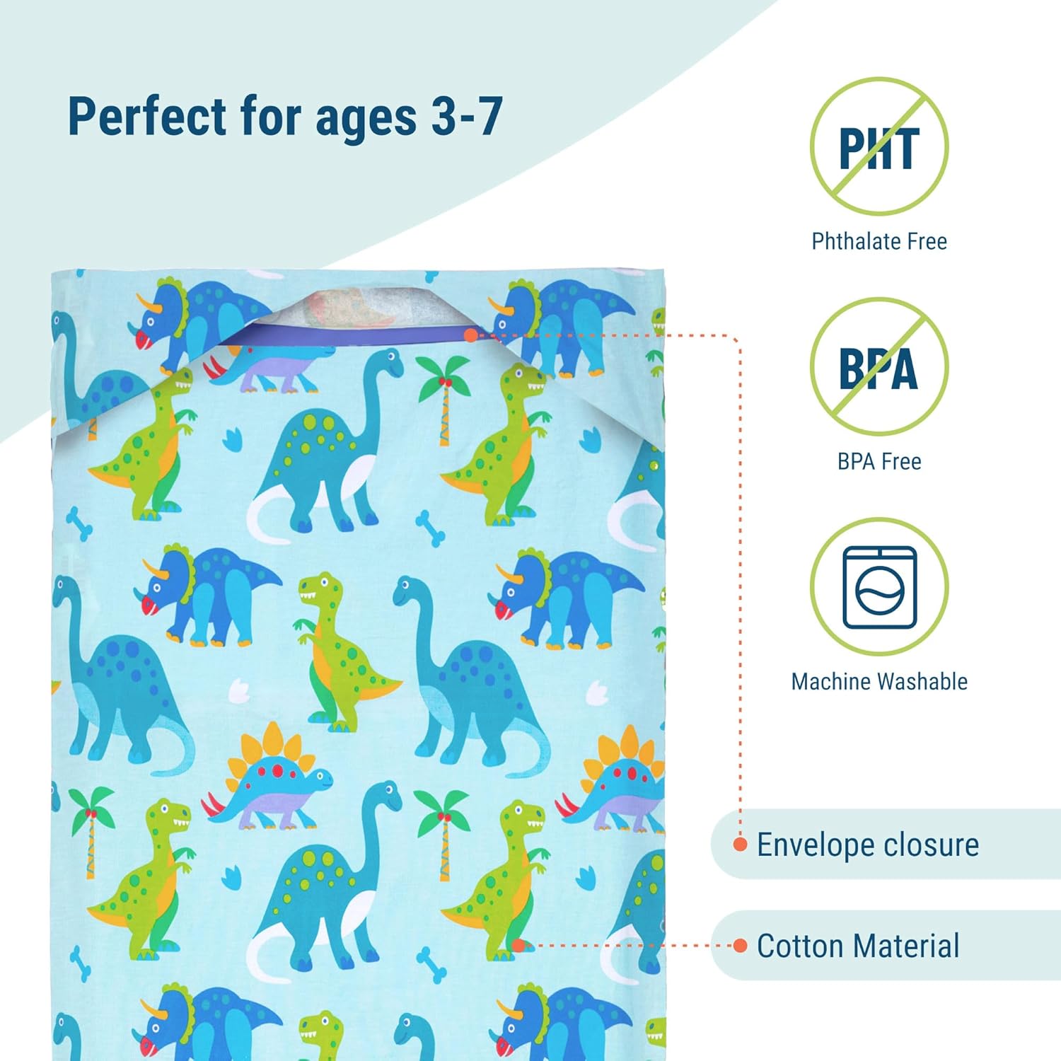 Wildkin Kids Lunch Box Bag with Cotton Nap Mat Cover - Reusable Lunch & Nap Time Set for School and Travel - Dinosaur Land
