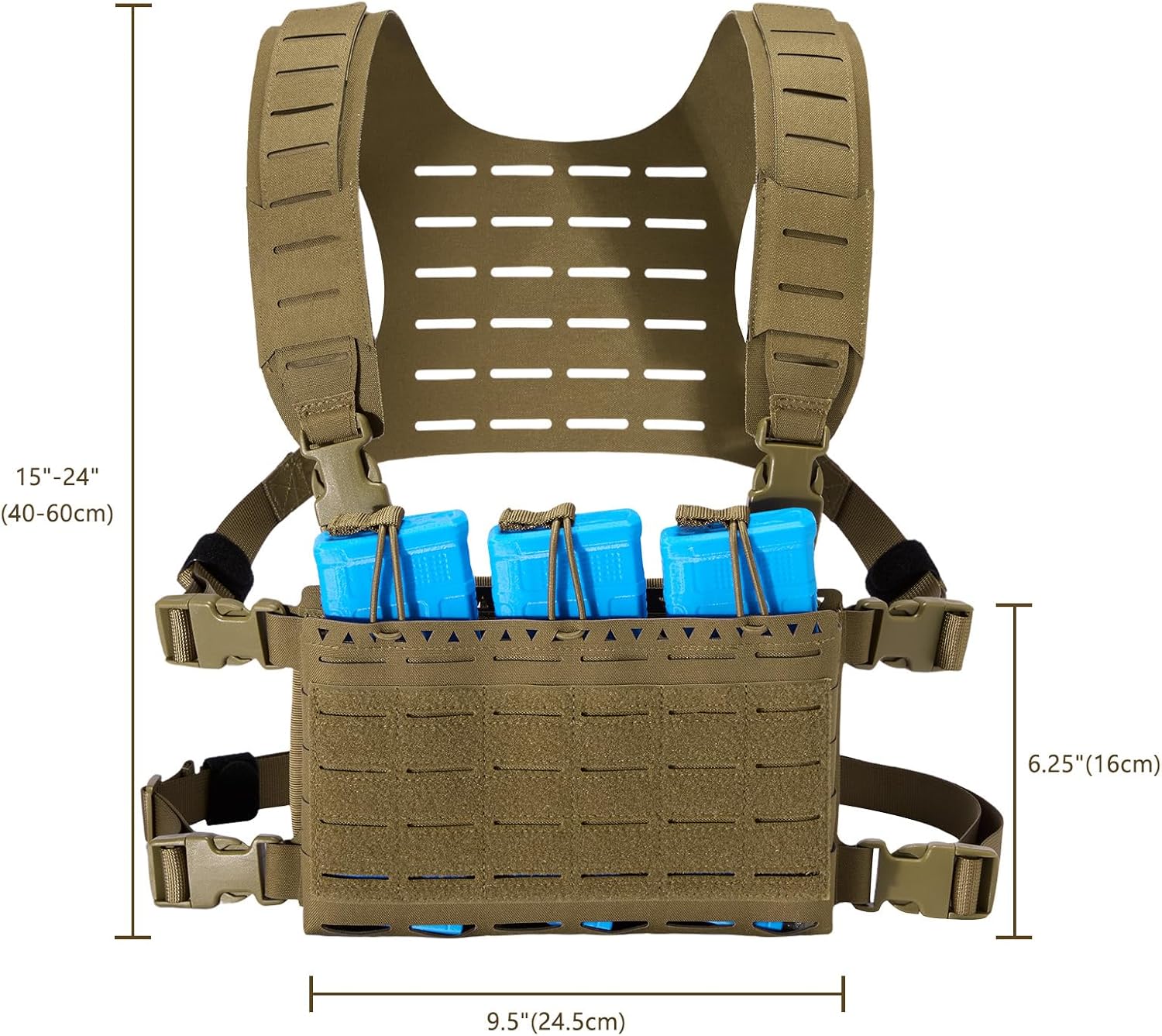 Tactical Micro Chest Rig Laser Cut Molle Adjustable Detachable Harness with 5.56 Magazine Pouch Holders