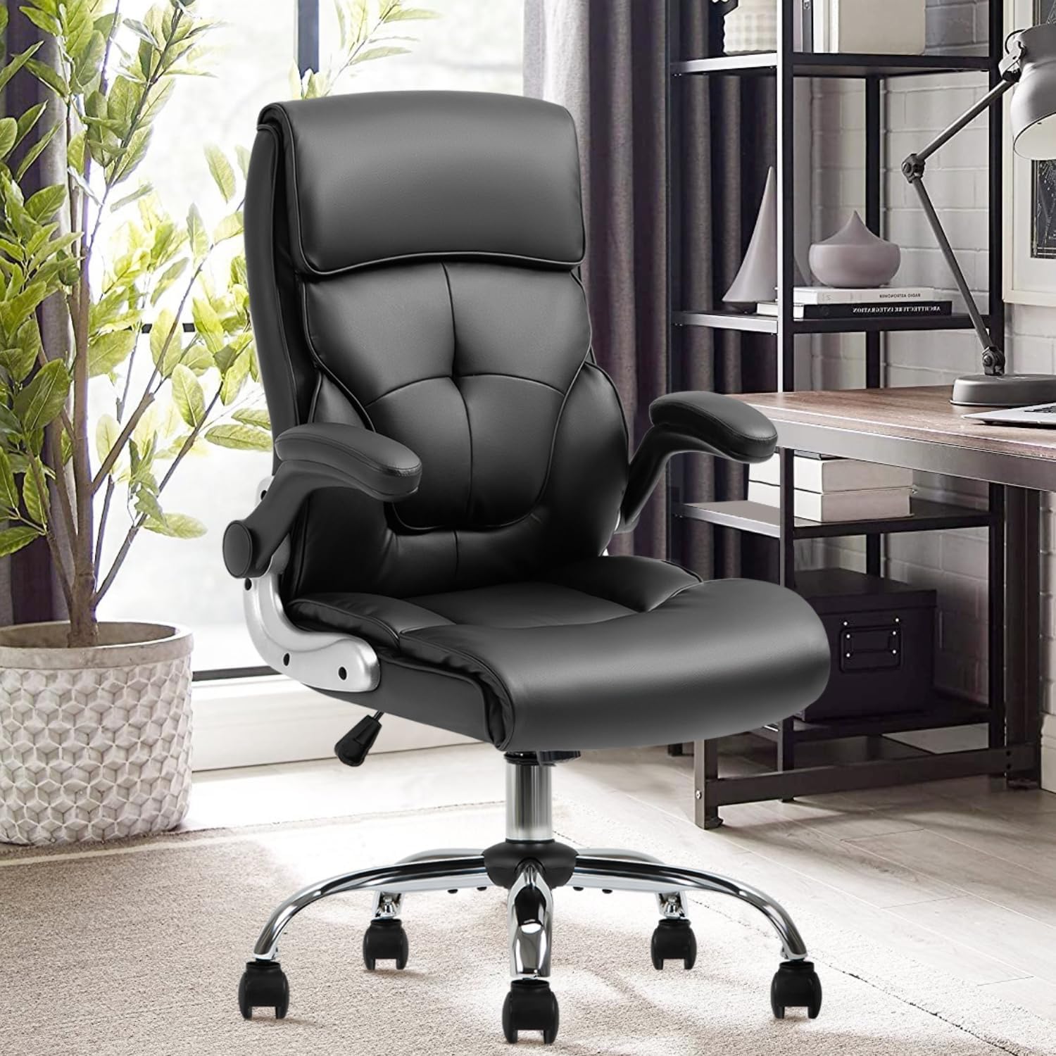 YAMASORO Home Office Chairs High Back Executive Chair with FlipArms Computer Desk