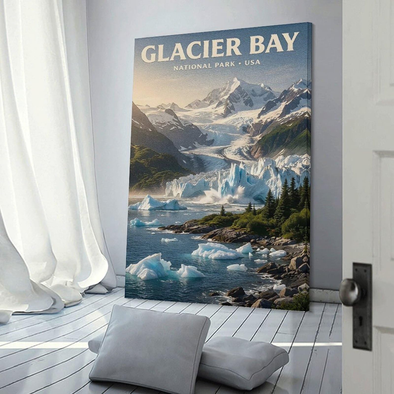 Junmoney Glacier Bay National Park Canvas Wall Art, 20x30inch(50x75cm), for Living Room, Bedroom, Office Or Hallway, Versatile Wall Decor for Many Rooms