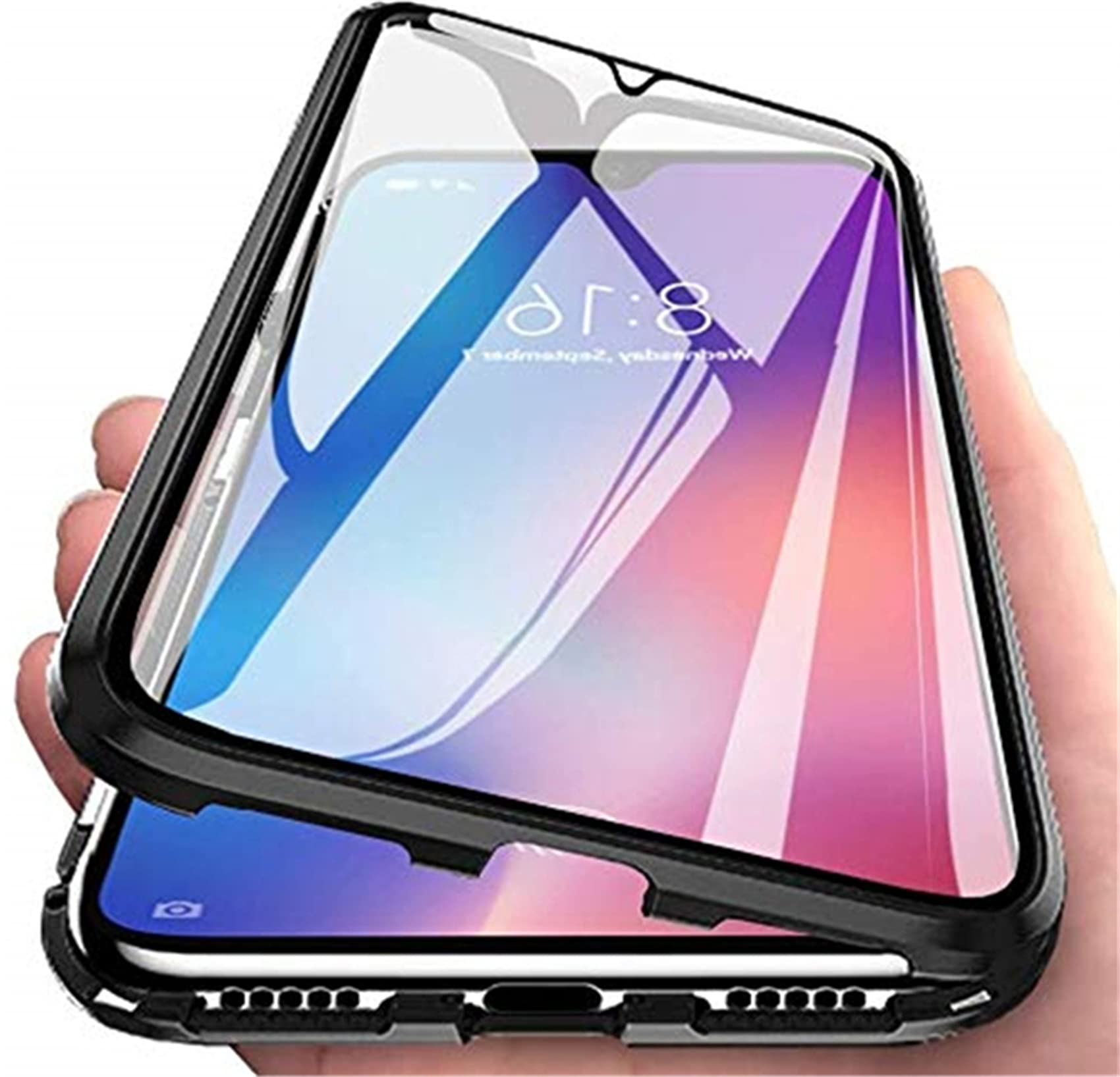 ROMDS Privacy Magnetic Case for Iphone 13/13 Pro Max Anti Peep Magnetic Adsorption Cover Double Sided Tempered Glass Metal Bumper Frame Shockproof,Black,for 13 Pro Max