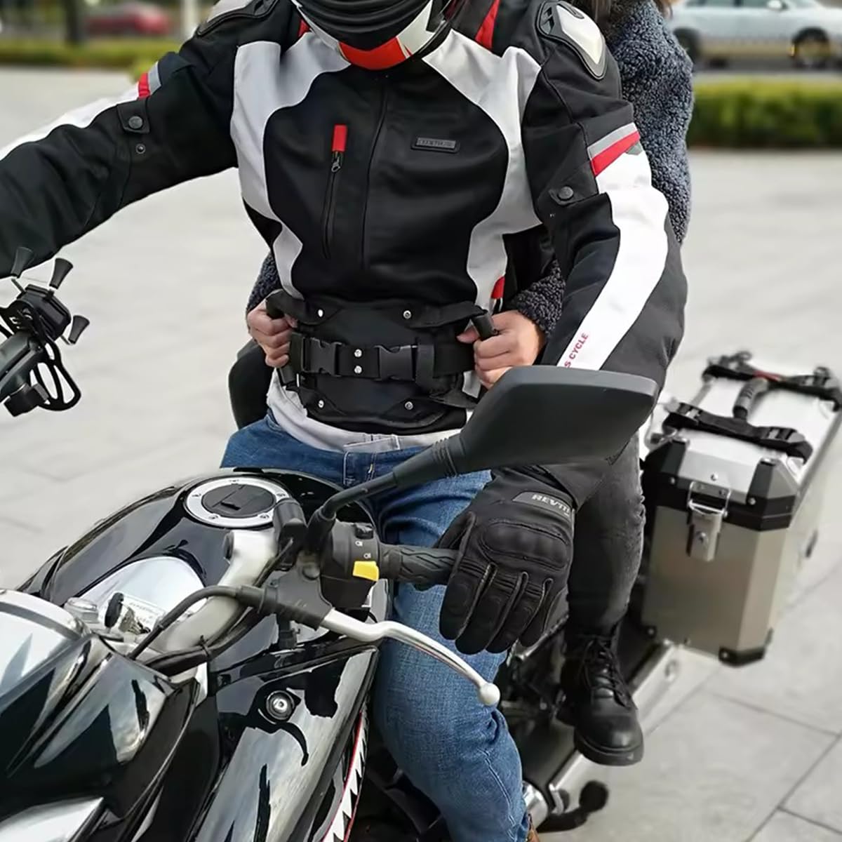 Imbracatura Moto Cintura Sicurezza Motocicletta, Maniglia Cinghia Regolabile, Presa Passeggero Robusta Cintura Passeggero
