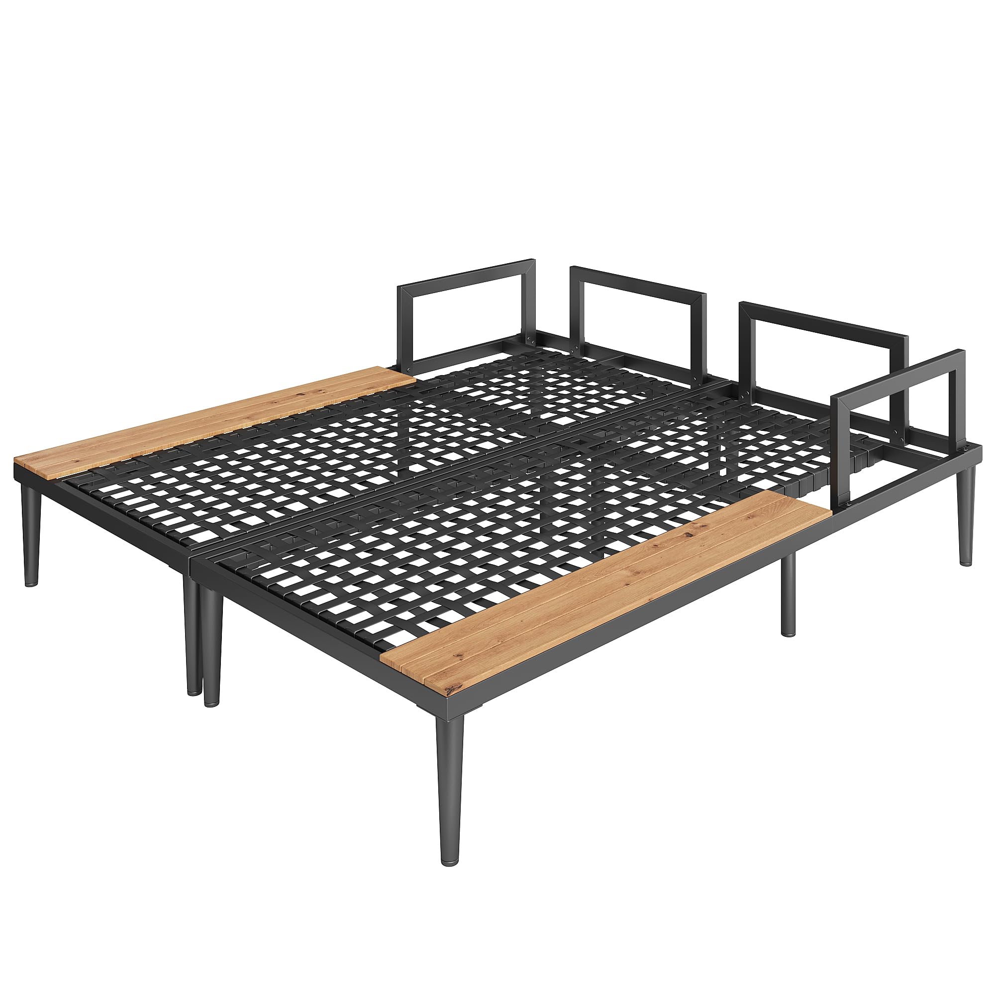 Lit de jour pour patio d'extérieur, lit double, chaise longue d'extérieur, multifonctionnel, imperméable, avec étagères, pour patio, jardin et balcon